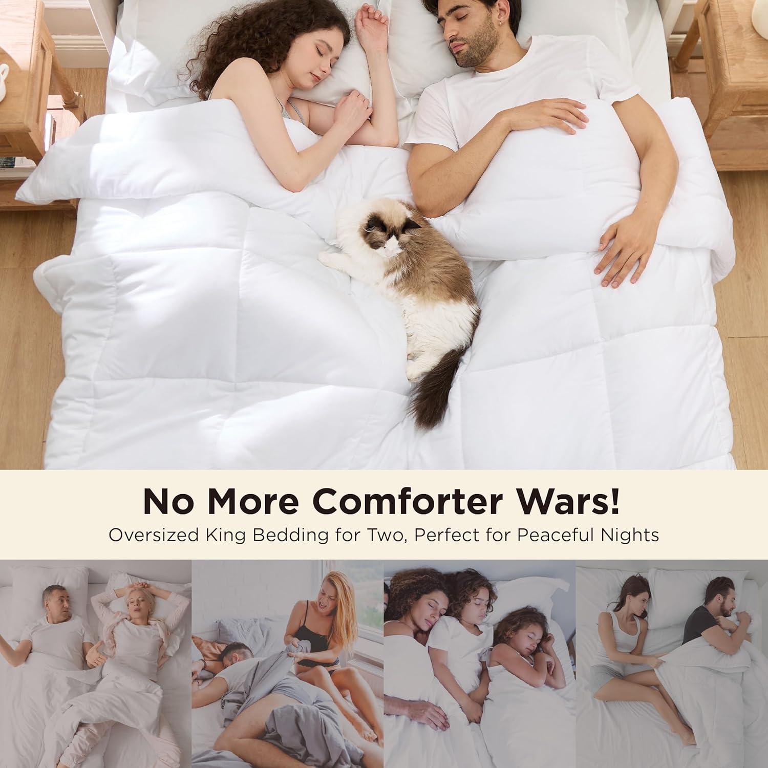 imageBedsure Comforter Duvet Insert Quilted Comforters King Size All Season Duvet GentleSoft Down Alternative Bedding with 8 Tabs Gifts for WomenMen White King 90 x 102 InchesWhite