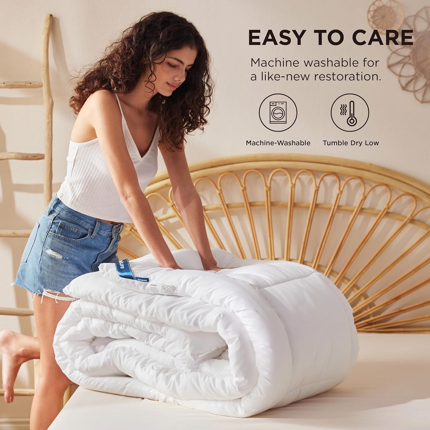 imageBedsure Comforter Duvet Insert Quilted Comforters King Size All Season Duvet GentleSoft Down Alternative Bedding with 8 Tabs Gifts for WomenMen White King 90 x 102 InchesWhite