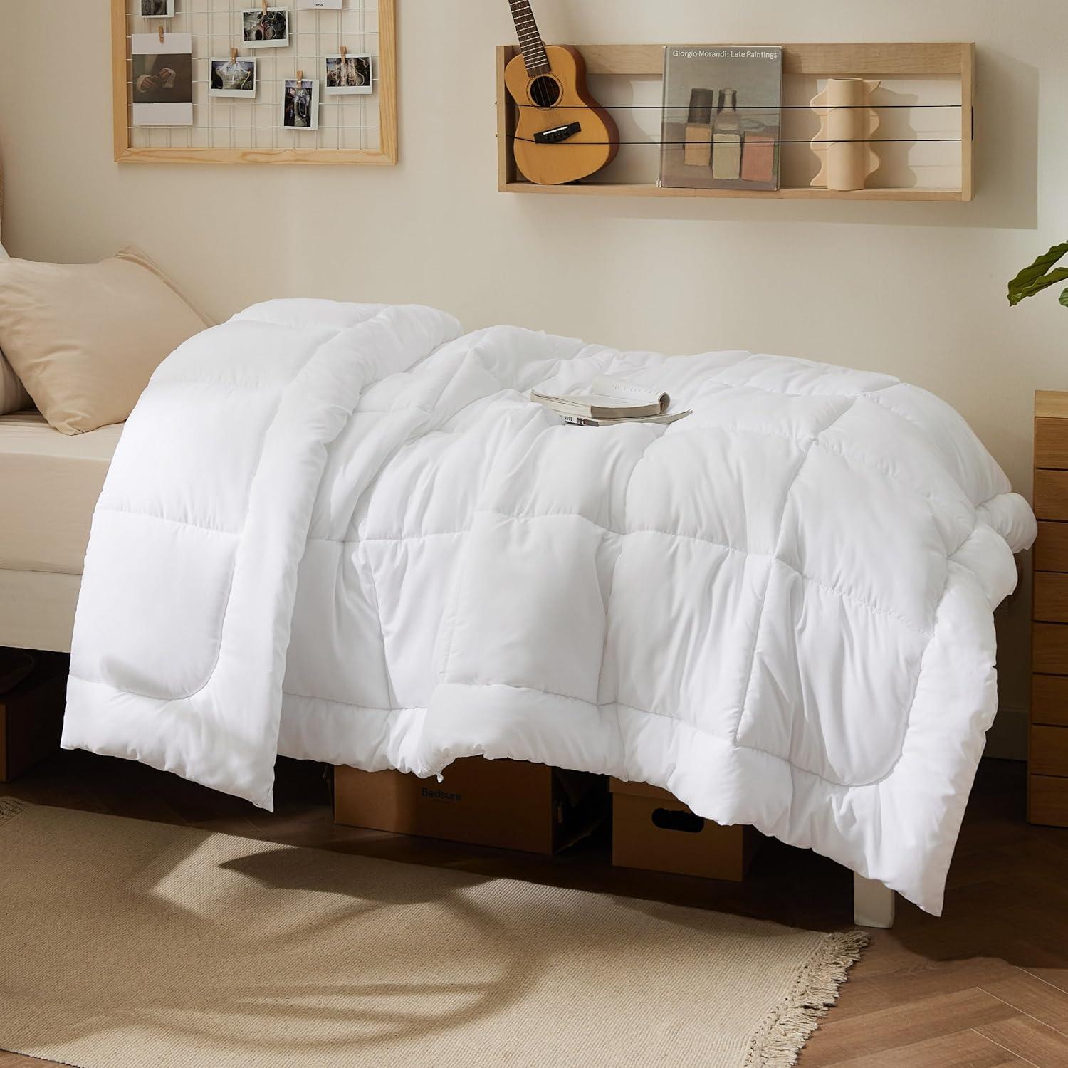 imageBedsure Comforter Duvet Insert Quilted Comforters King Size All Season Duvet GentleSoft Down Alternative Bedding with 8 Tabs Gifts for WomenMen White King 90 x 102 InchesWhite