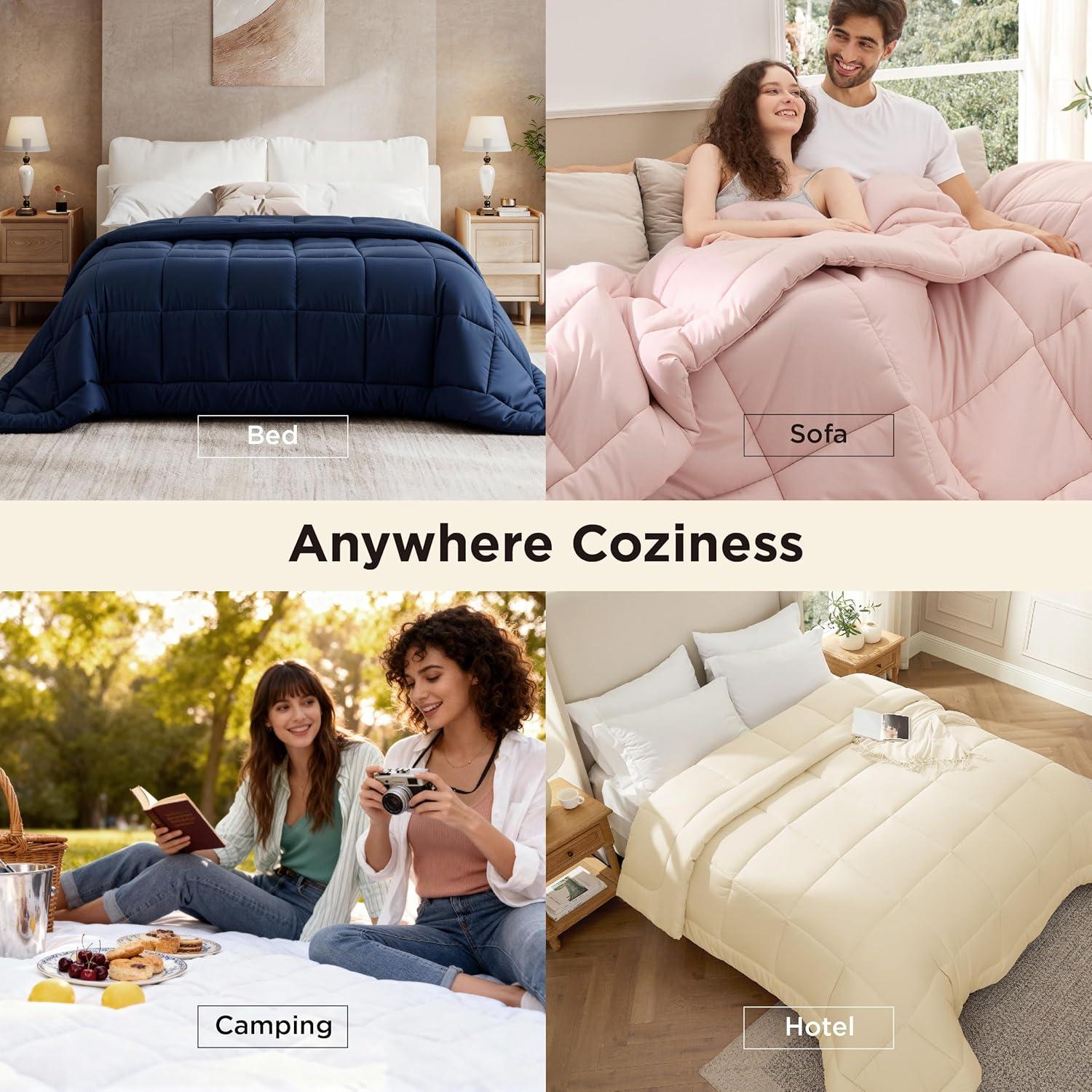 imageBedsure Comforter Duvet Insert Quilted Comforters King Size All Season Duvet GentleSoft Down Alternative Bedding with 8 Tabs Gifts for WomenMen White King 90 x 102 InchesWhite