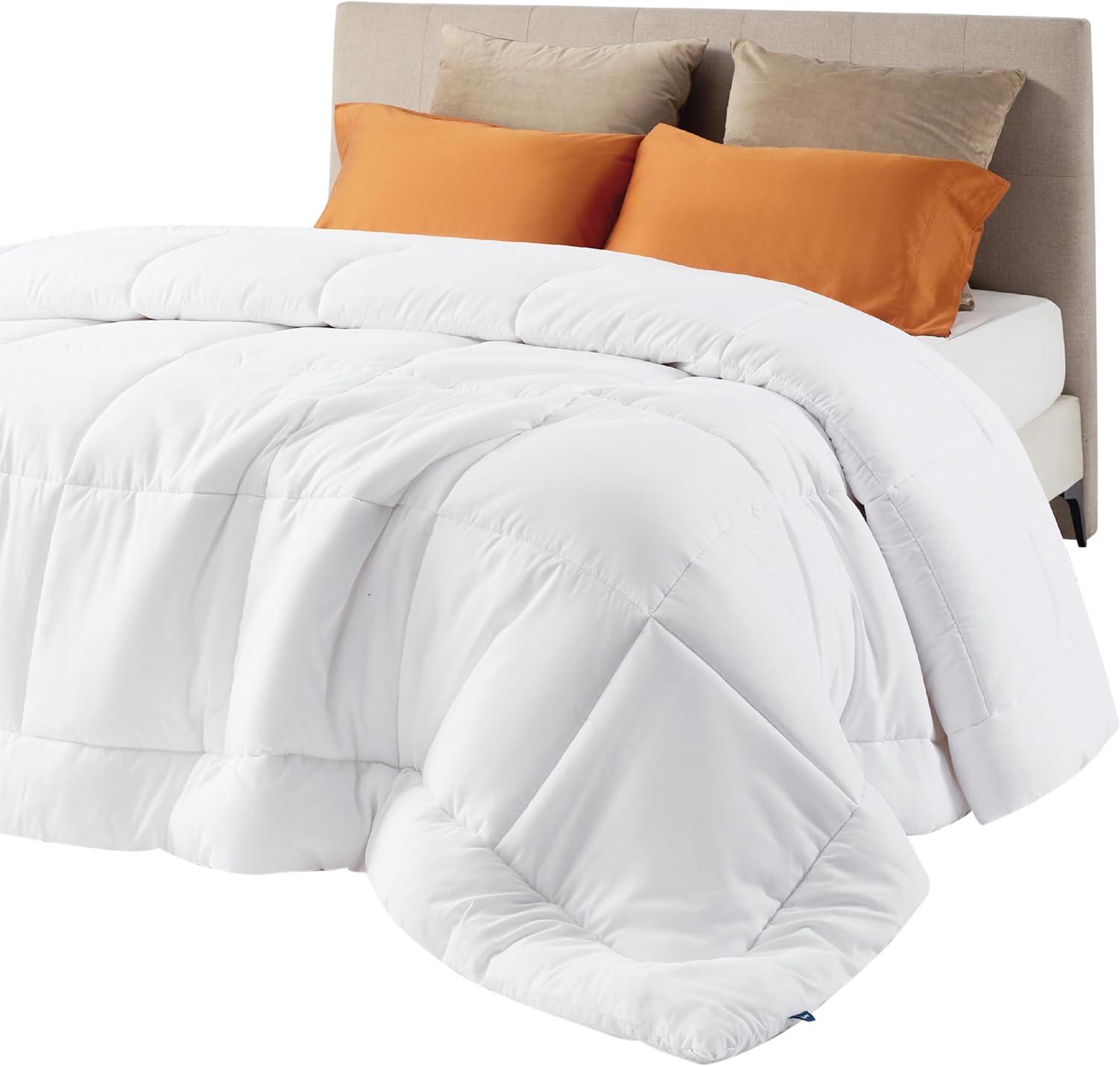 imageBedsure Comforter Duvet Insert Quilted Comforters King Size All Season Duvet GentleSoft Down Alternative Bedding with 8 Tabs Gifts for WomenMen White King 90 x 102 InchesWhite