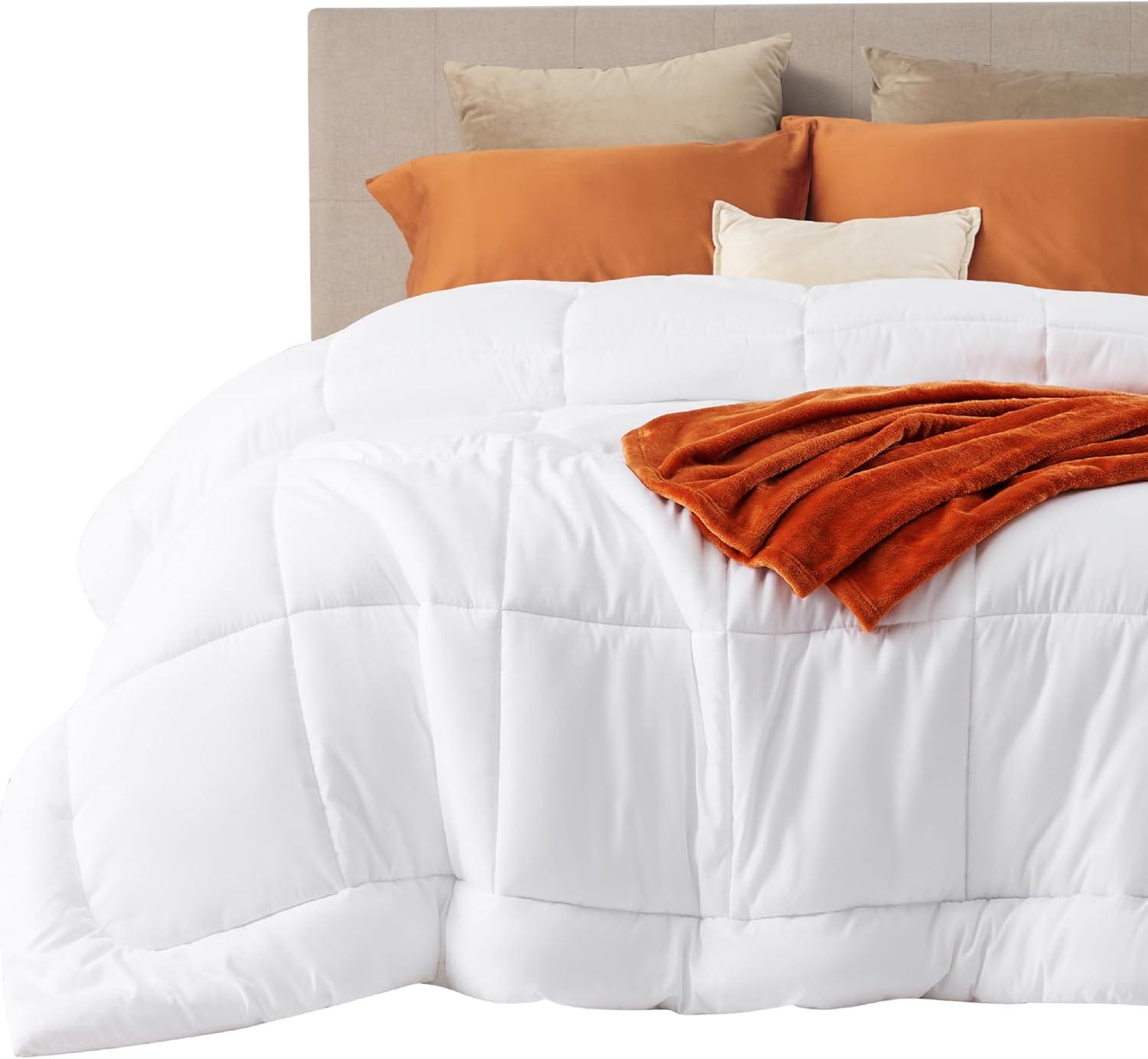 imageBedsure Comforter Duvet Insert Quilted Comforters King Size All Season Duvet GentleSoft Down Alternative Bedding with 8 Tabs Gifts for WomenMen White King 90 x 102 InchesWhite