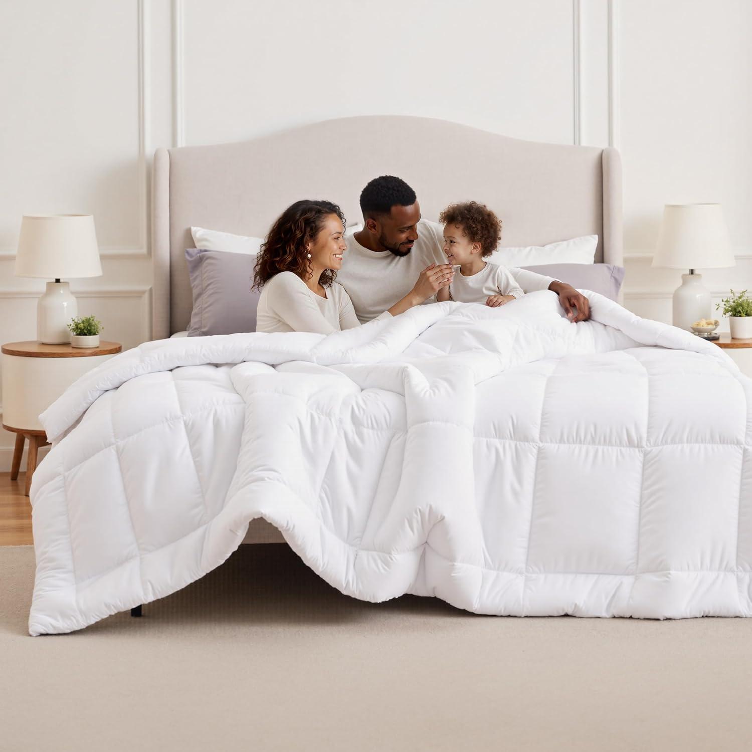 imageBedsure Comforter Duvet Insert Quilted Comforters King Size All Season Duvet GentleSoft Down Alternative Bedding with 8 Tabs Gifts for WomenMen White King 90 x 102 InchesWhite
