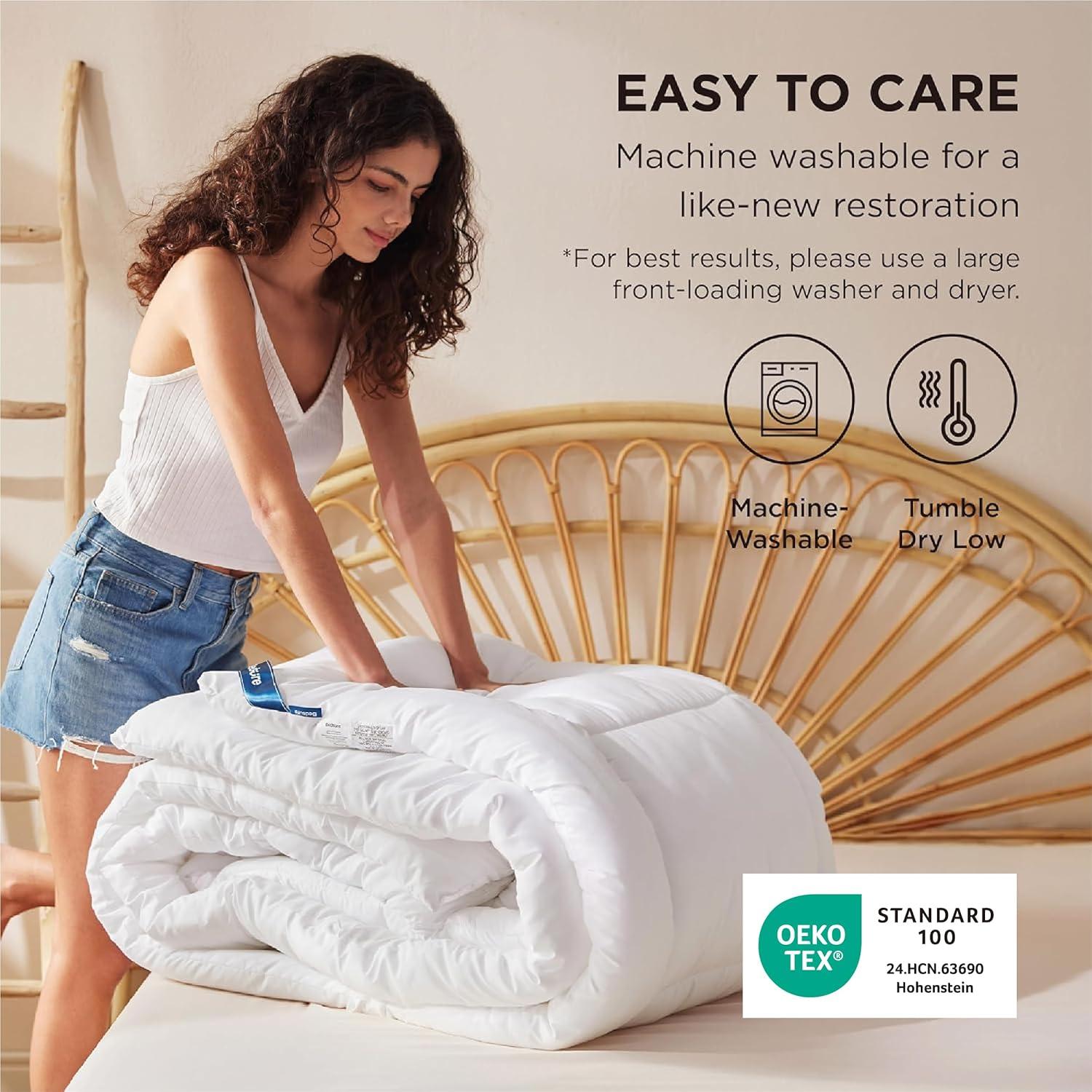 imageBedsure Comforter Duvet Insert Quilted Comforters King Size All Season Duvet GentleSoft Down Alternative Bedding with 8 Tabs Gifts for WomenMen White King 90 x 102 InchesWhite
