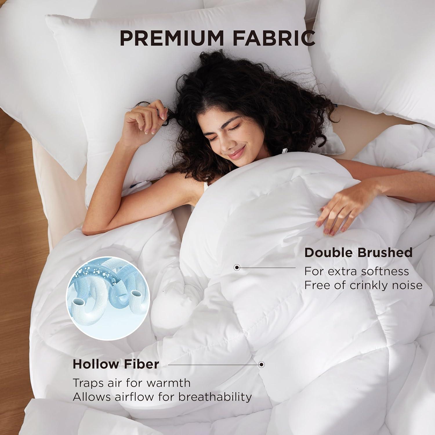imageBedsure Comforter Duvet Insert Quilted Comforters King Size All Season Duvet GentleSoft Down Alternative Bedding with 8 Tabs Gifts for WomenMen White King 90 x 102 InchesWhite