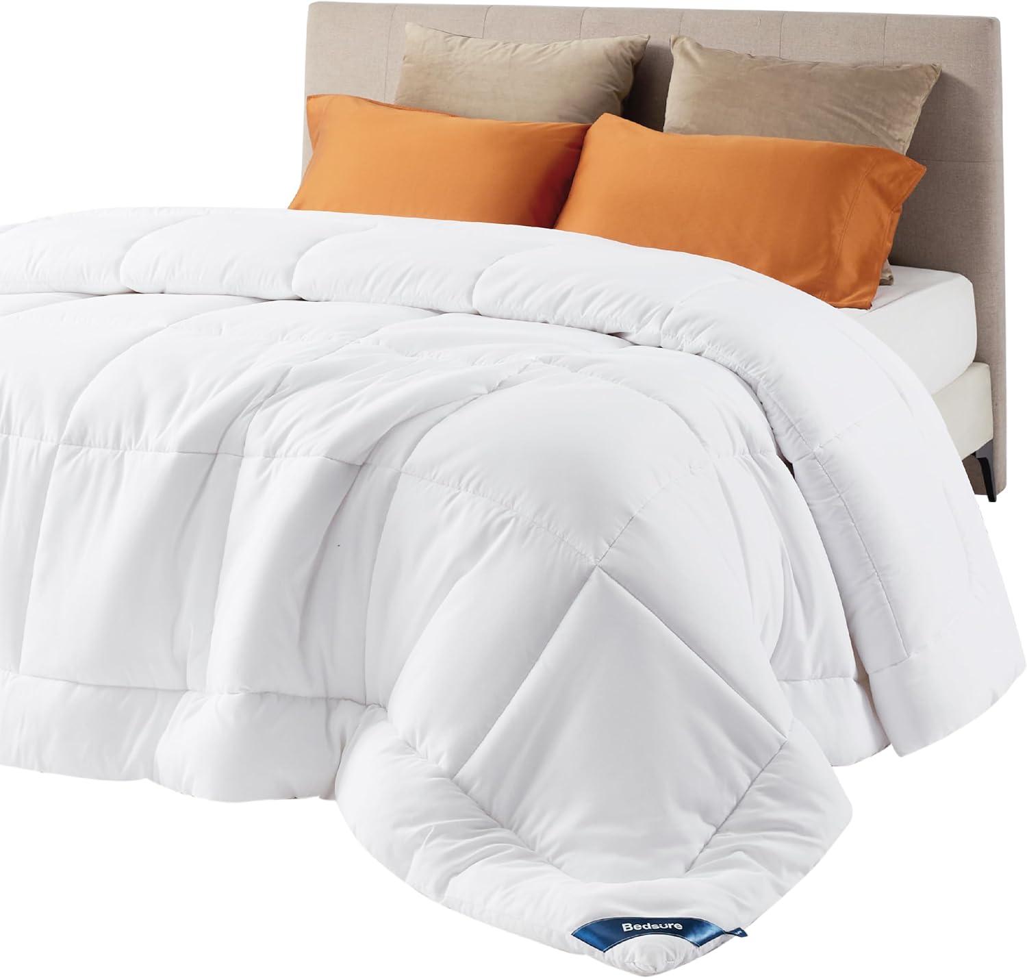 imageBedsure Comforter Duvet Insert Quilted Comforters King Size All Season Duvet GentleSoft Down Alternative Bedding with 8 Tabs Gifts for WomenMen White King 90 x 102 InchesWhite