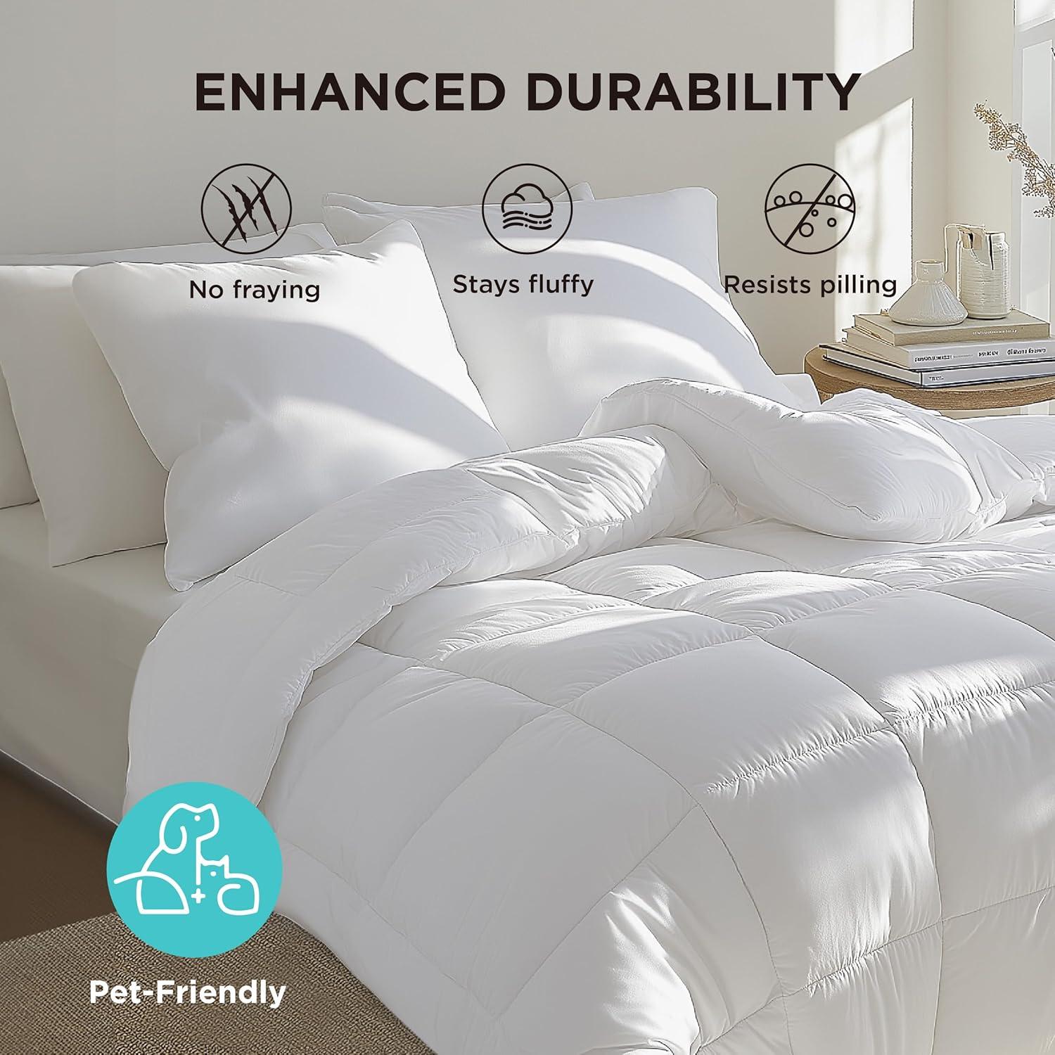 imageBedsure Comforter Duvet Insert Quilted Comforters King Size All Season Duvet GentleSoft Down Alternative Bedding with 8 Tabs Gifts for WomenMen White King 90 x 102 InchesWhite