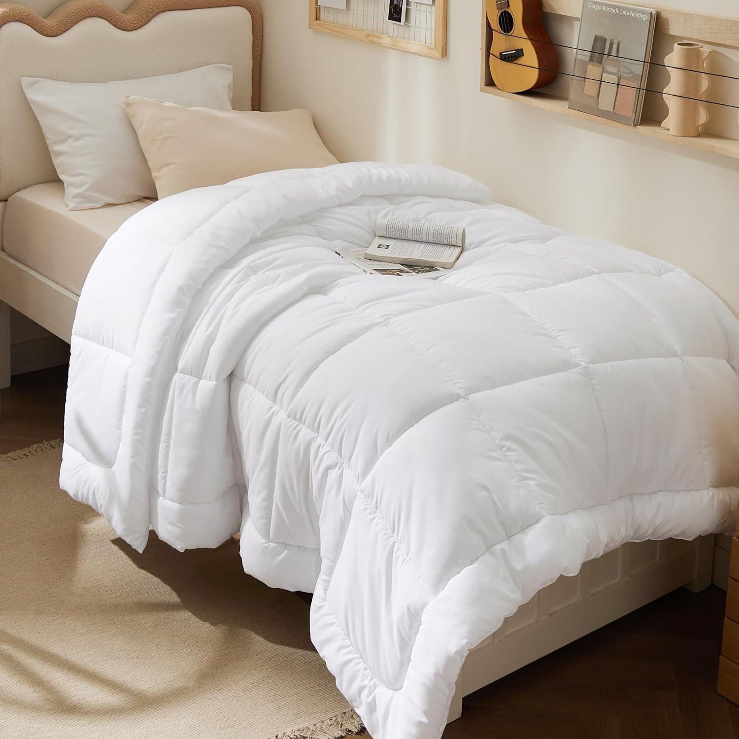 imageBedsure Comforter Duvet Insert Quilted Comforters King Size All Season Duvet GentleSoft Down Alternative Bedding with 8 Tabs Gifts for WomenMen White King 90 x 102 InchesWhite