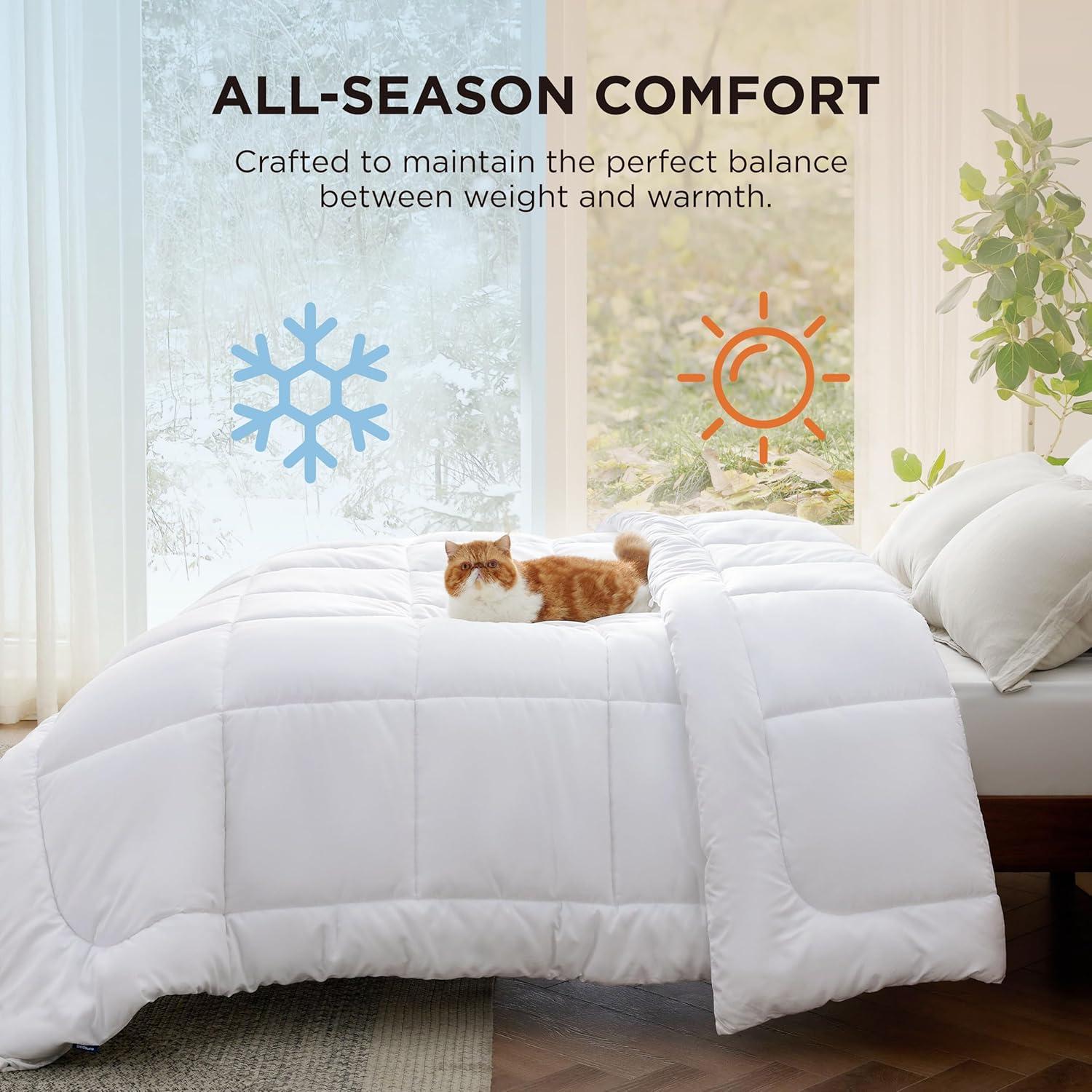 imageBedsure Comforter Duvet Insert Quilted Comforters King Size All Season Duvet GentleSoft Down Alternative Bedding with 8 Tabs Gifts for WomenMen White King 90 x 102 InchesWhite