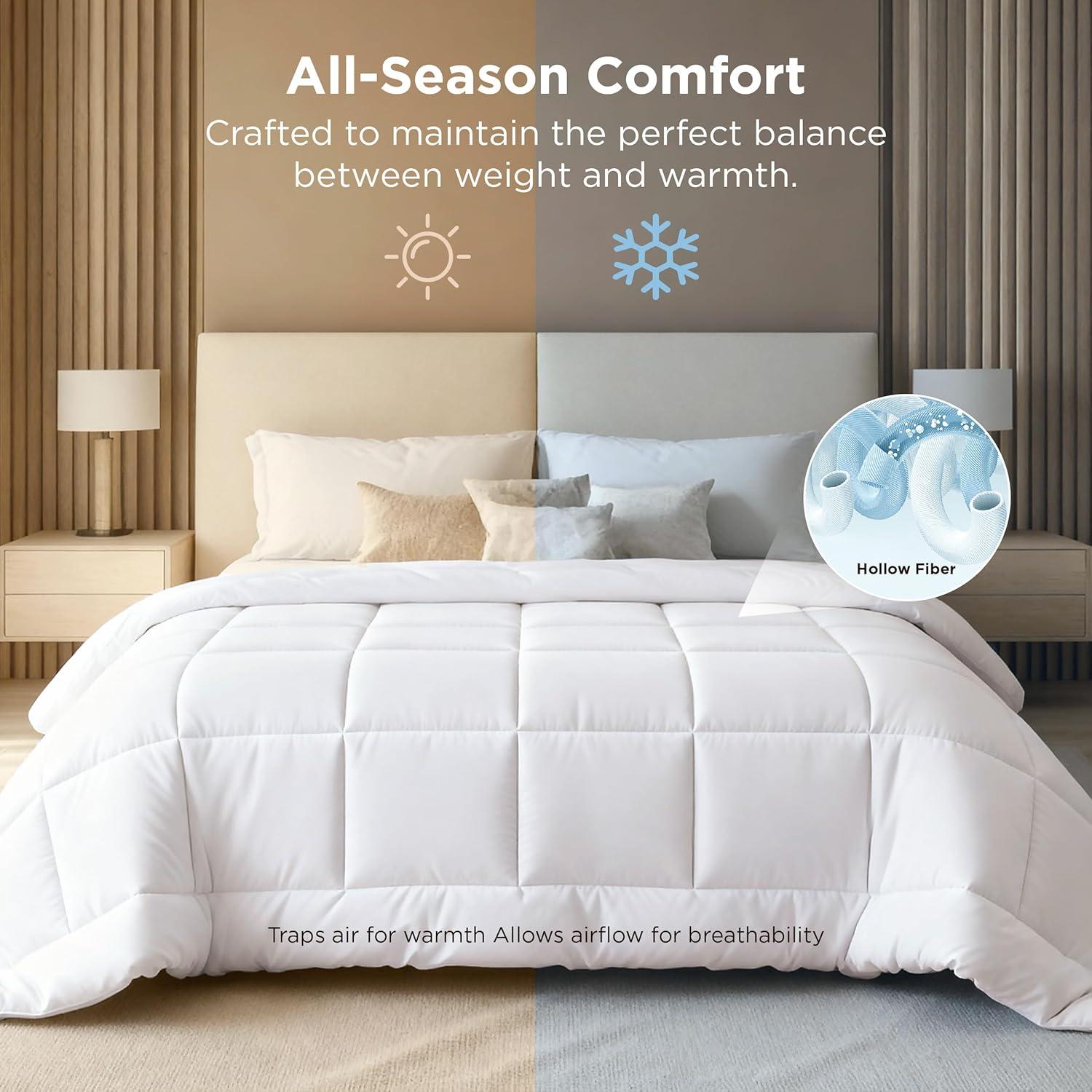 imageBedsure Comforter Duvet Insert Quilted Comforters King Size All Season Duvet GentleSoft Down Alternative Bedding with 8 Tabs Gifts for WomenMen White King 90 x 102 InchesWhite