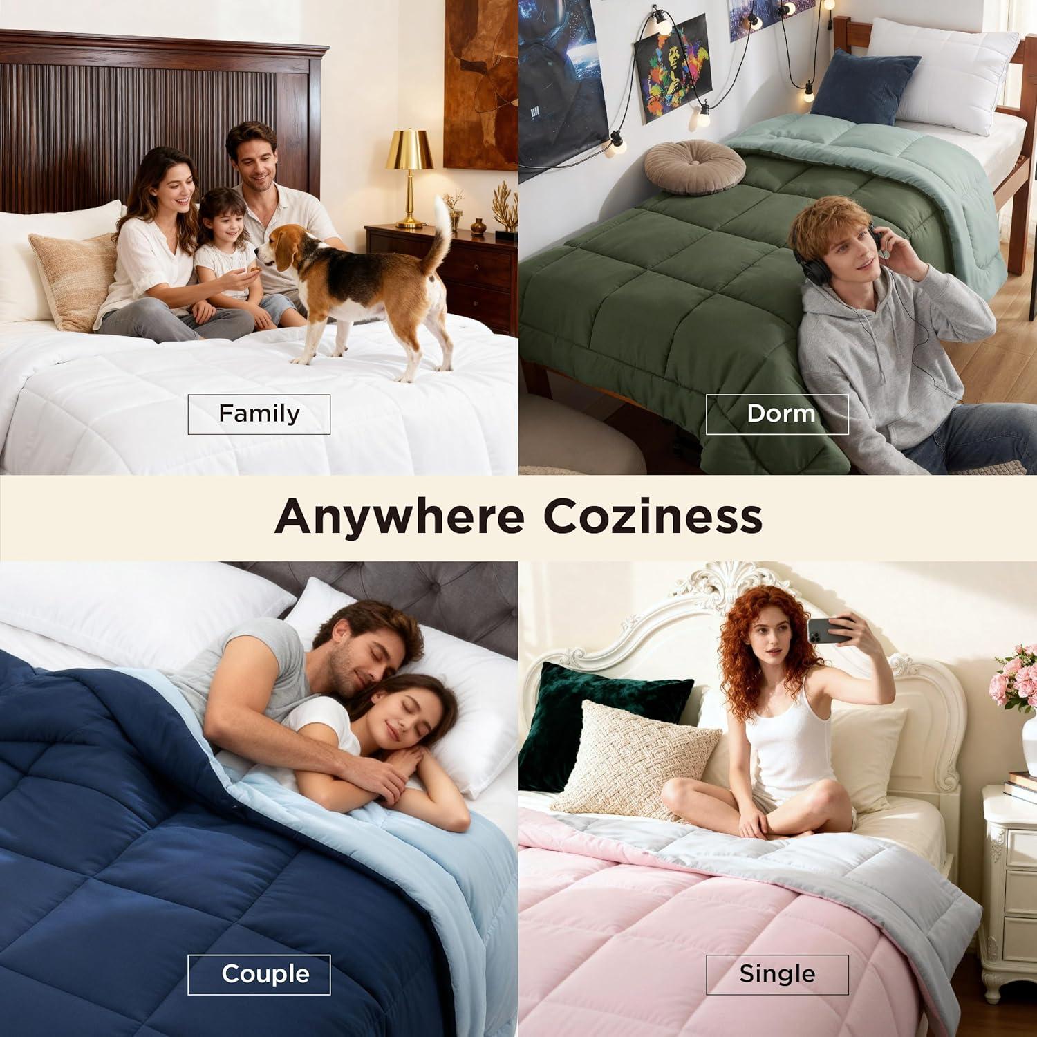 imageBedsure Comforters Queen Size Duvet Insert All Season Bed Comforter Quilted Down Alternative Duvet Box Stitched Comforter with Corner Tabs Machine Washable 88 x 88 Inches WhiteBlackGrey