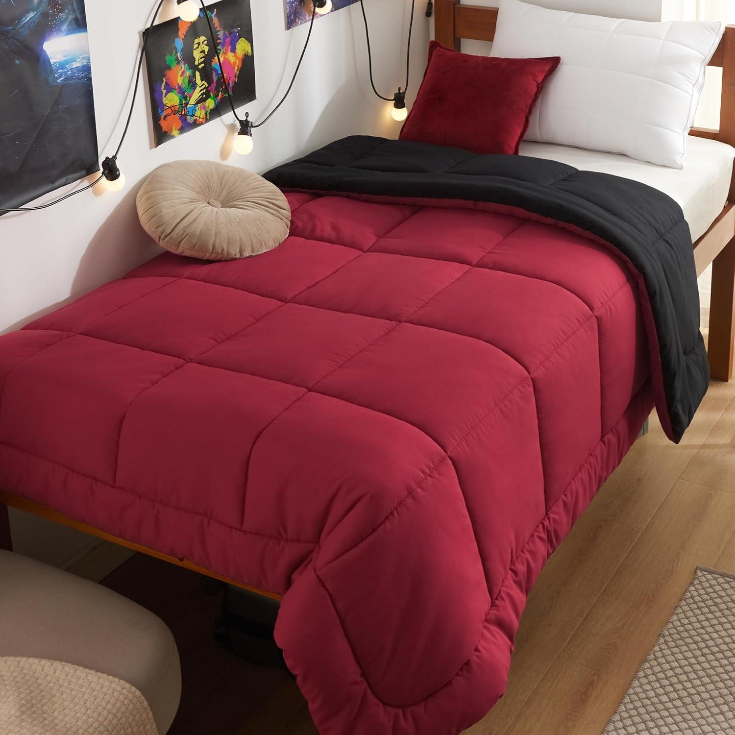 imageBedsure Comforters Queen Size Duvet Insert All Season Bed Comforter Quilted Down Alternative Duvet Box Stitched Comforter with Corner Tabs Machine Washable 88 x 88 Inches WhiteBlackRed