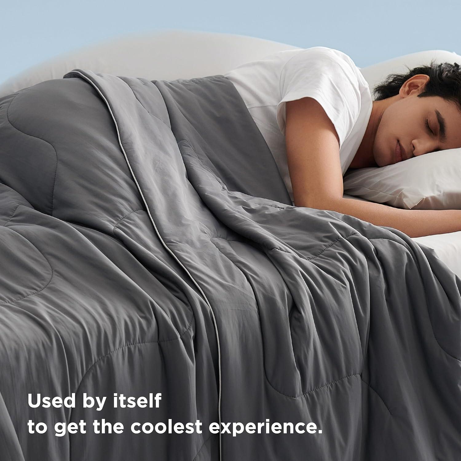 imageBedsure Cooling Blankets for Hot Sleepers Lightweight Throw Blankets for Summer Cold for Night Sweats Ice Cooled Breathable Comforter for Bed and Couch Grey 50x60 InchesDark Grey