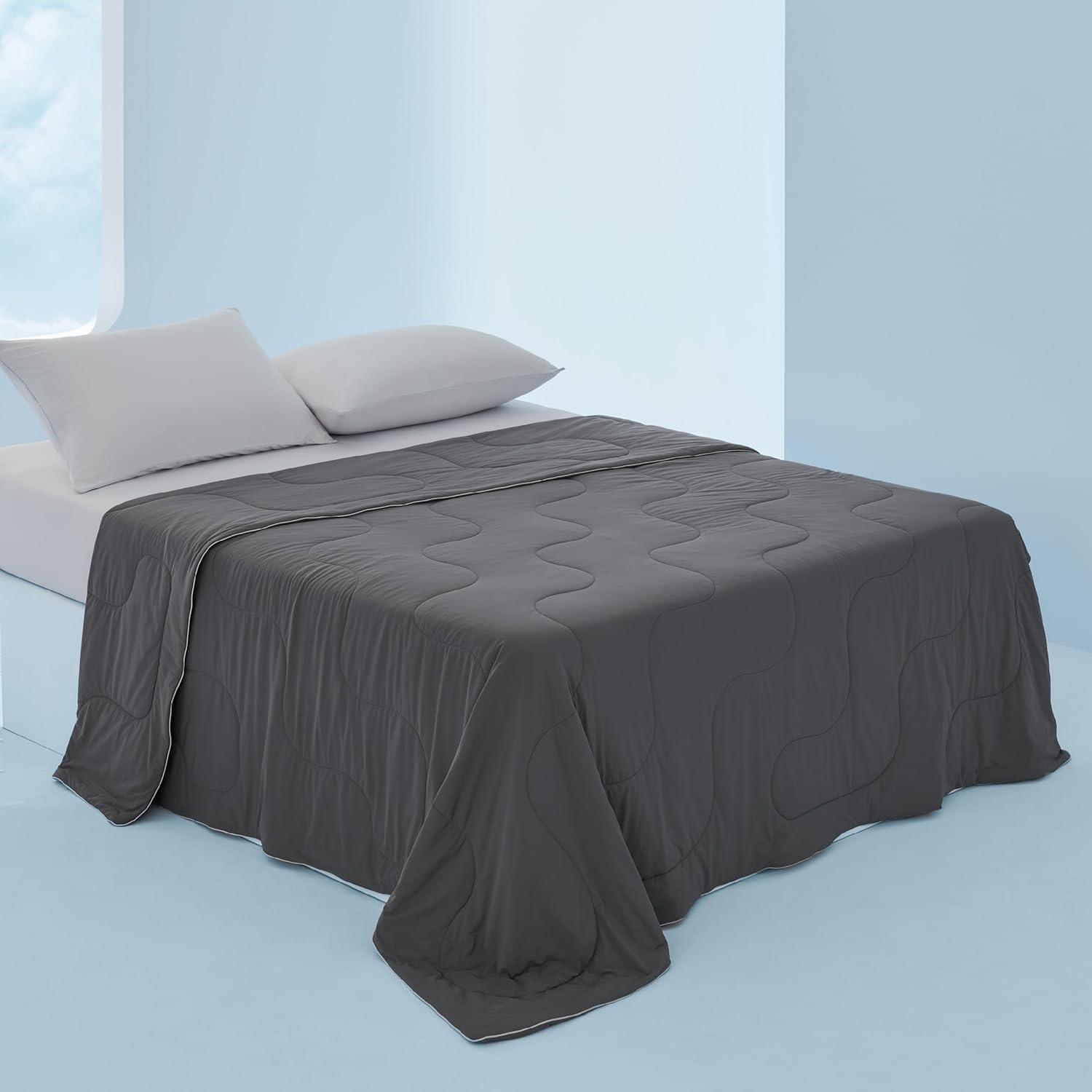 imageBedsure Cooling Blankets for Hot Sleepers Lightweight Throw Blankets for Summer Cold for Night Sweats Ice Cooled Breathable Comforter for Bed and Couch Grey 50x60 InchesDark Grey