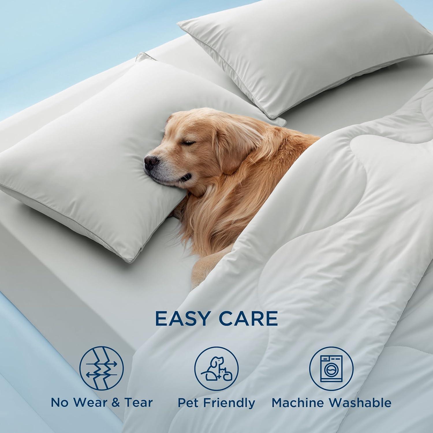 imageBedsure Cooling Comforters Queen Size Set 4 Pieces Grey Cooling Blanket for Hot Sleepers DoubleSided Cool Tech Queen Bedding Set with Breathable Lightweight Comforter Sheet ampamp Pillowcases