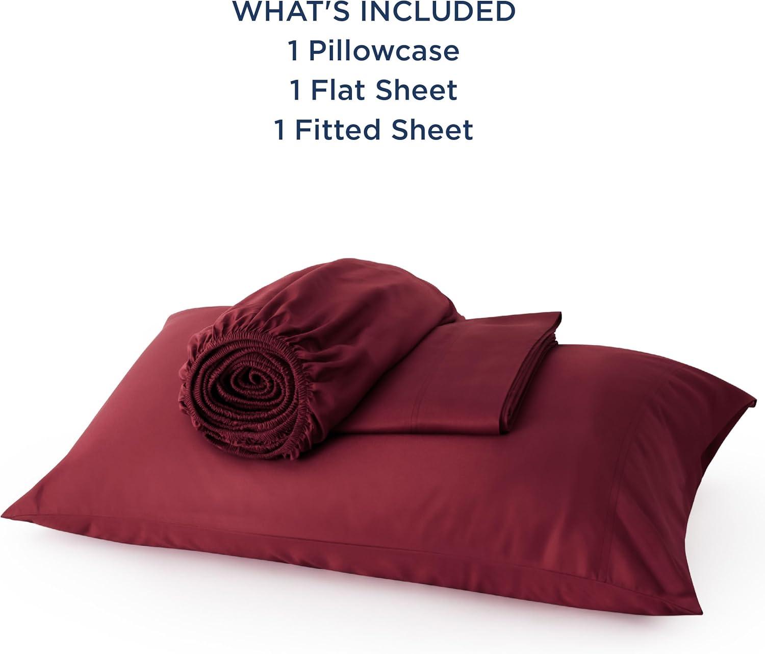 imageBedsure Cooling Sheets Twin Rayon Derived from Bamboo Breathable ampamp Soft Twin Sheets Set Deep Pocket Up to 16 Inches Hotel Luxury Silky Bedding for Hot Sleepers Burgundy15 Burgundy