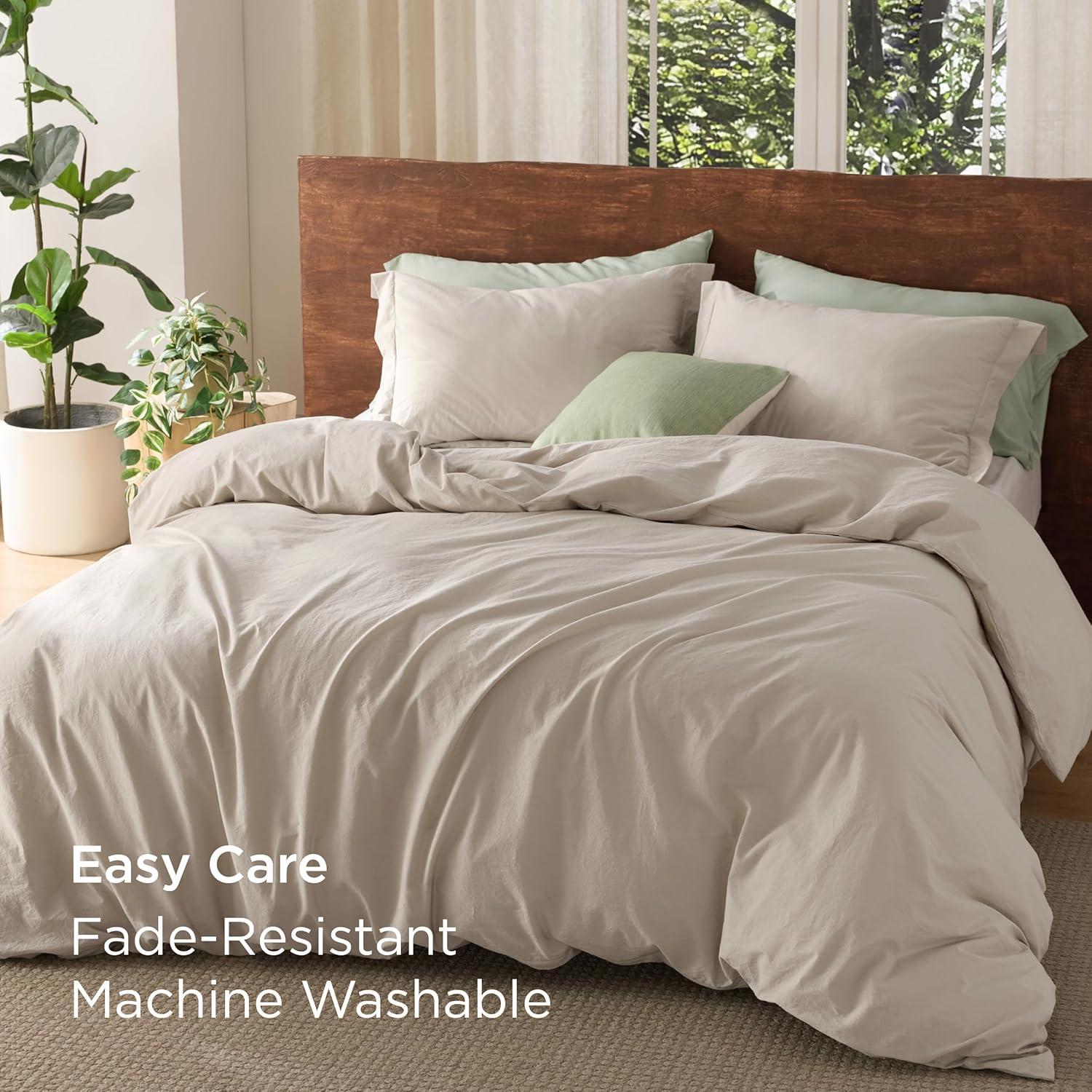 imageBedsure Cotton Duvet Cover Queen Luxury Slub Weave 100 Cotton Duvet Cover with a Linen Like Textured Easy Change Durable Bedding Coconut White 90quot x 90quot05 Linen Color No Comforter