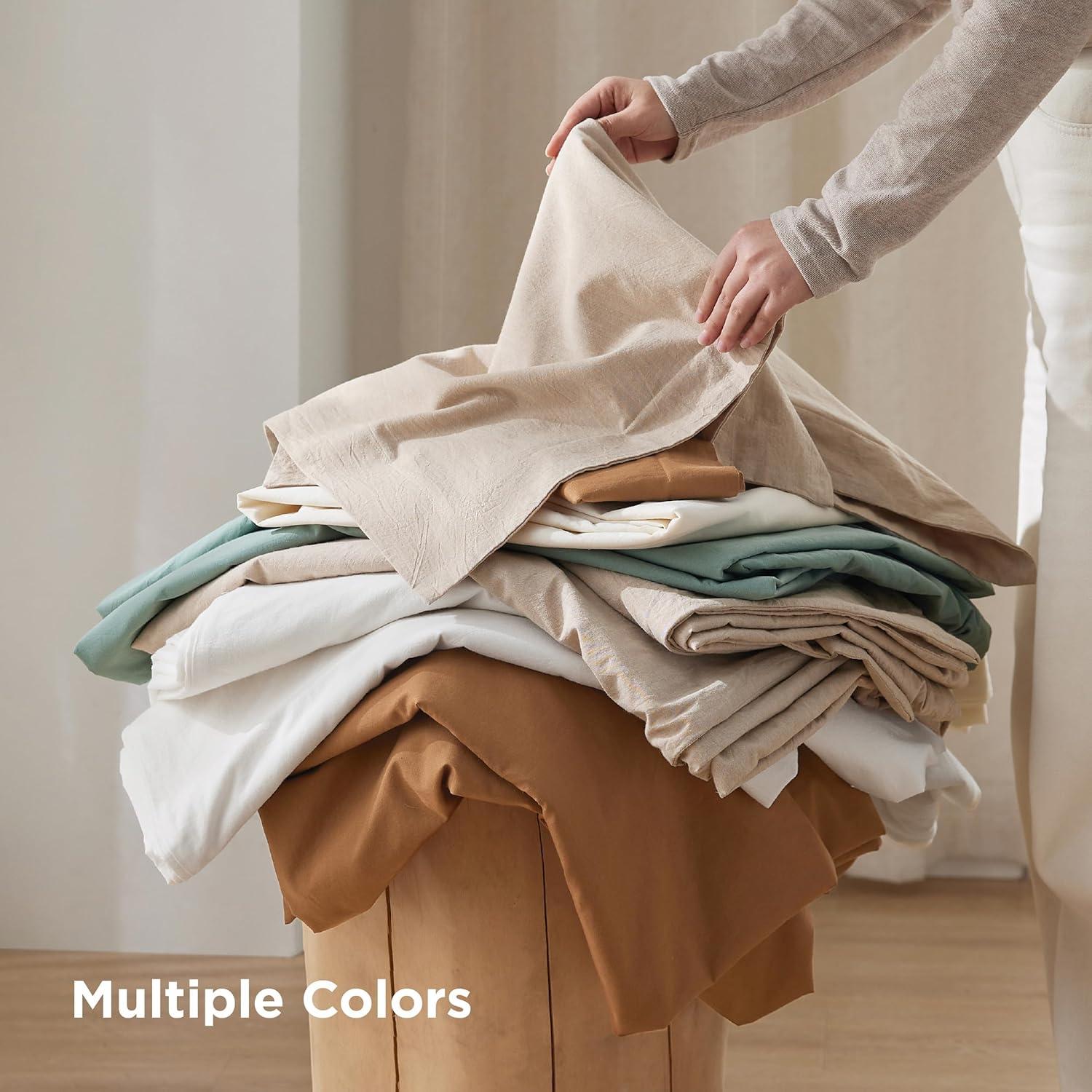 imageBedsure Cotton Duvet Cover Queen Luxury Slub Weave 100 Cotton Duvet Cover with a Linen Like Textured Easy Change Durable Bedding Coconut White 90quot x 90quot36 Slub Mocha Mousse No Comforter