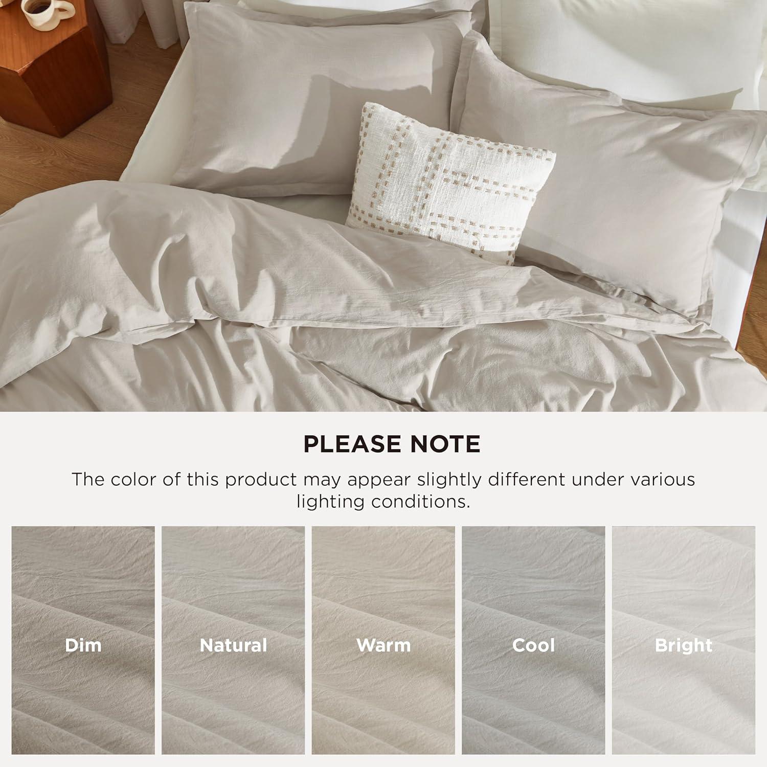 imageBedsure Cotton Duvet Cover Queen Luxury Slub Weave 100 Cotton Duvet Cover with a Linen Like Textured Easy Change Durable Bedding Coconut White 90quot x 90quot07 Stonewashed Light Greige No Comforter