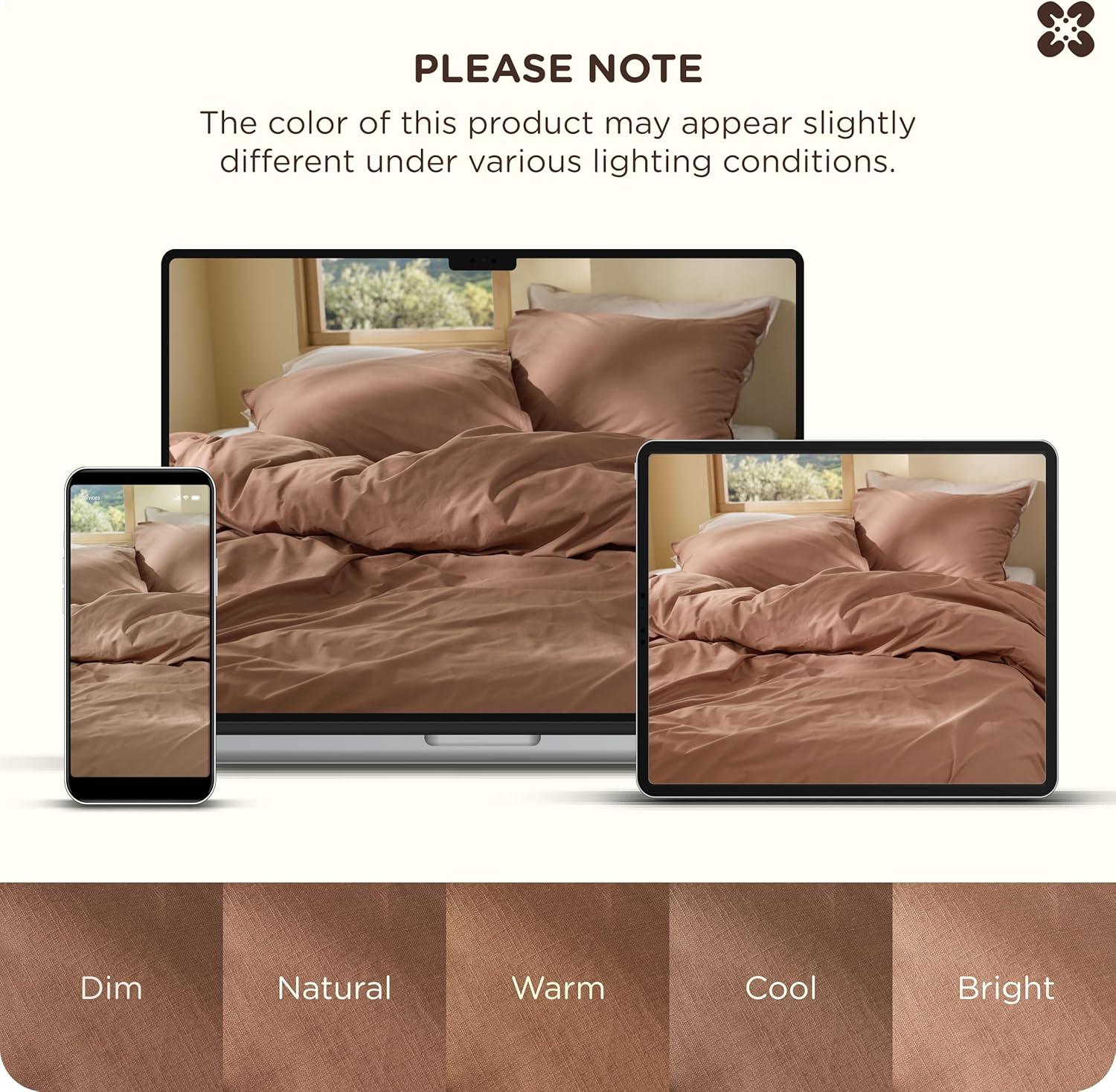 imageBedsure Cotton Duvet Cover Queen Luxury Slub Weave 100 Cotton Duvet Cover with a Linen Like Textured Easy Change Durable Bedding Coconut White 90quot x 90quot36 Slub Mocha Mousse No Comforter