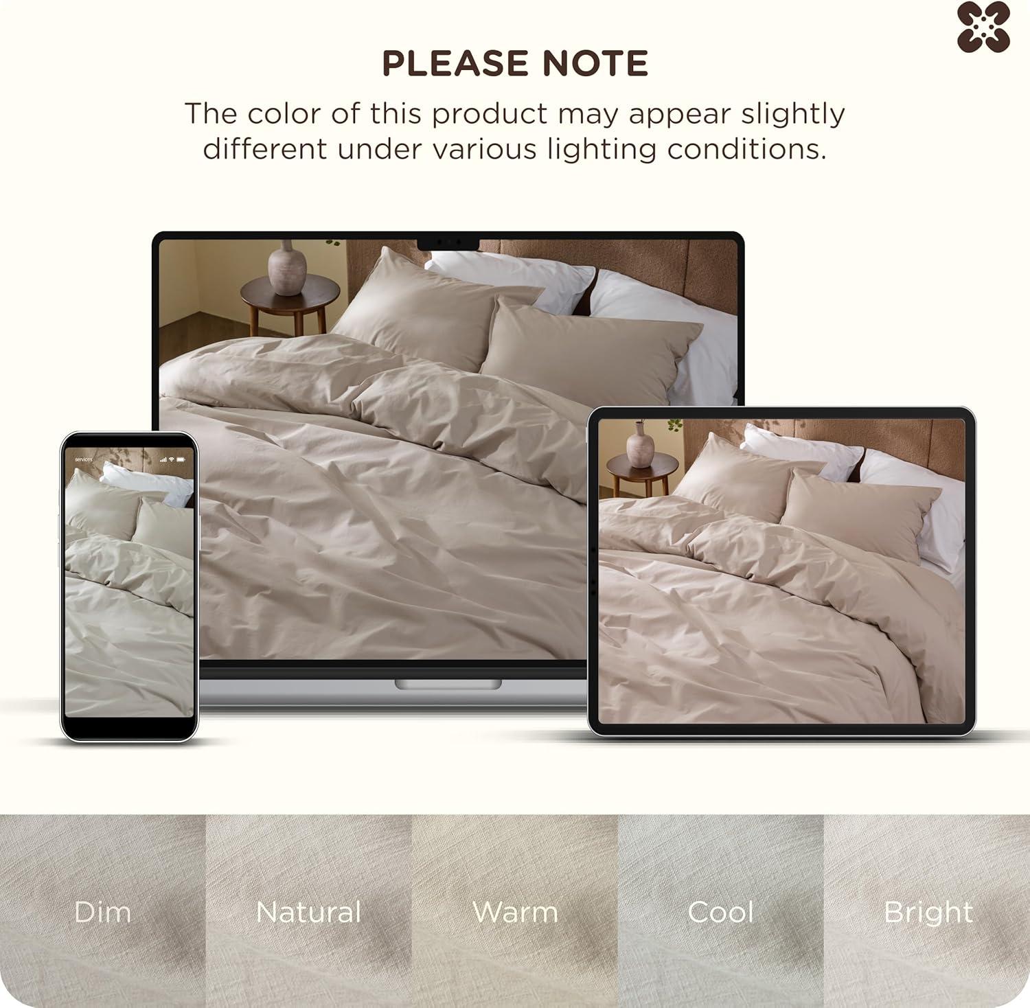 imageBedsure Cotton Duvet Cover Queen Luxury Slub Weave 100 Cotton Duvet Cover with a Linen Like Textured Easy Change Durable Bedding Coconut White 90quot x 90quot32 Slub Natural Linen No Comforter