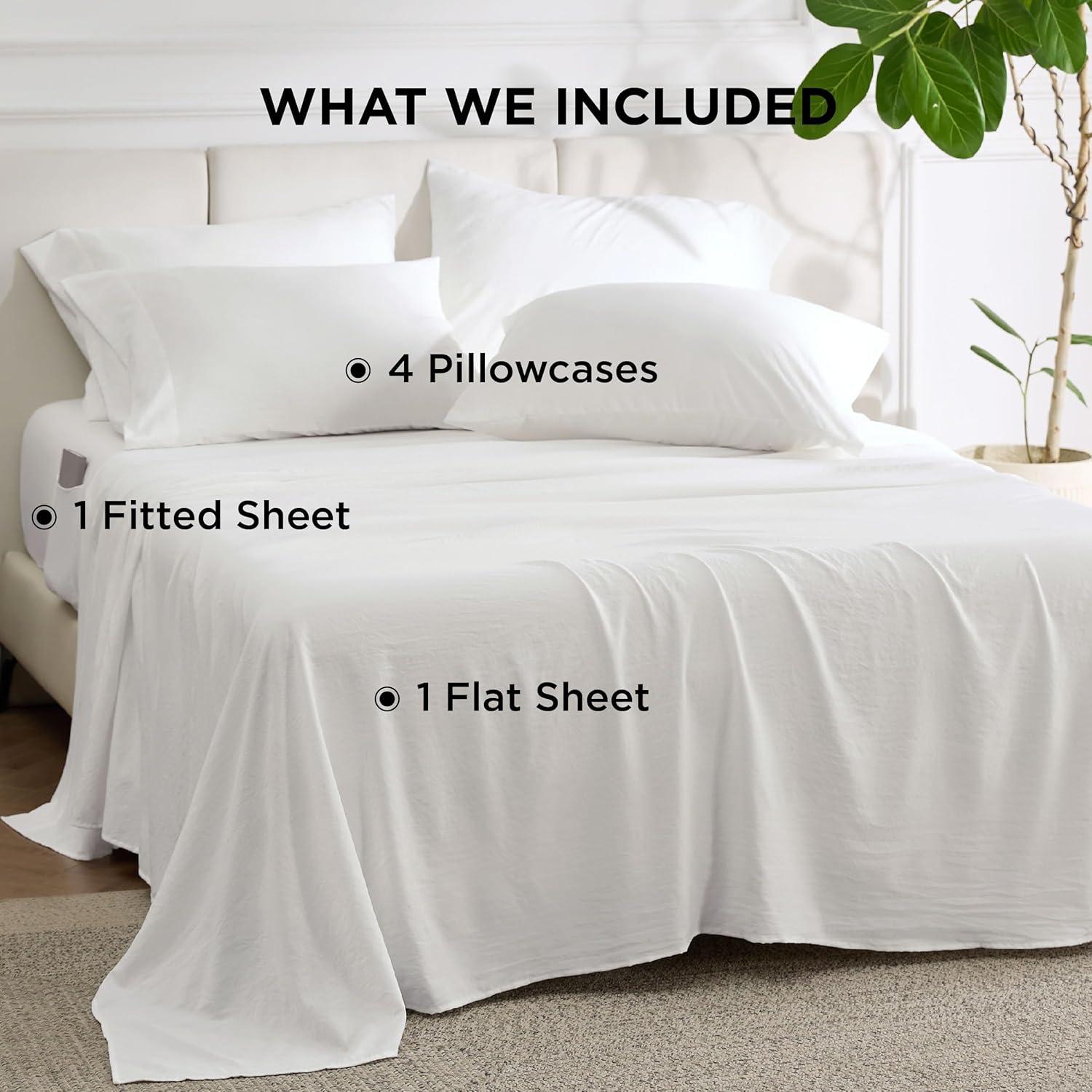 imageBedsure Deep Pocket Queen Sheets 6 Piece Prewashed UltraSoft Queen Sheet Set Fits Mattresses Up to 18 Inches Thick Breathable ampamp Secure Fit Hotel Luxury Bedding Sage GreenWhite
