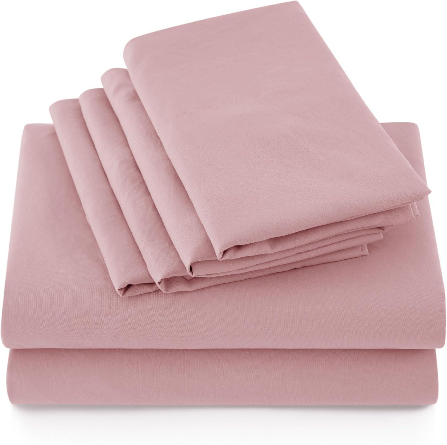 imageBedsure Deep Pocket Queen Sheets 6 Piece Prewashed UltraSoft Queen Sheet Set Fits Mattresses Up to 18 Inches Thick Breathable ampamp Secure Fit Hotel Luxury Bedding Sage GreenLight Pink