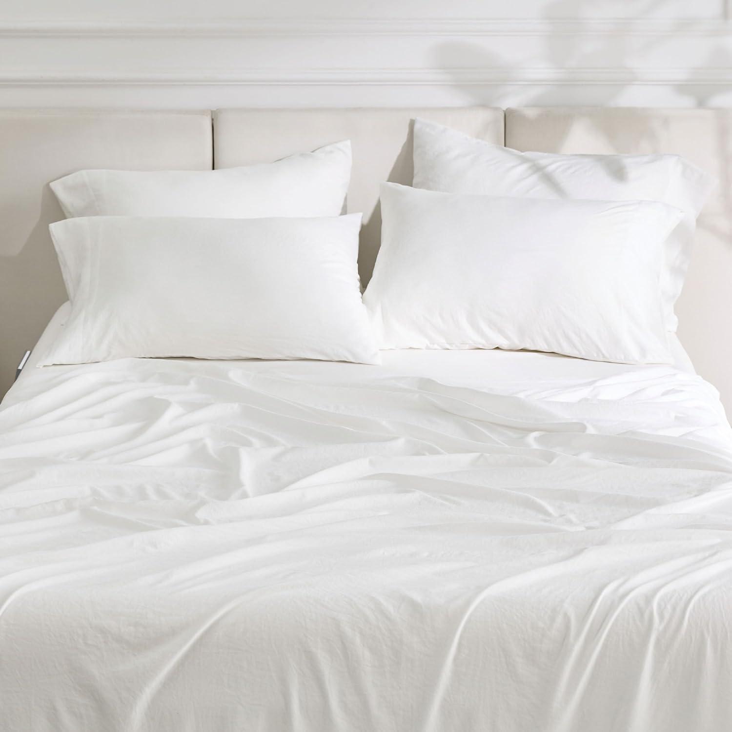 imageBedsure Deep Pocket Queen Sheets 6 Piece Prewashed UltraSoft Queen Sheet Set Fits Mattresses Up to 18 Inches Thick Breathable ampamp Secure Fit Hotel Luxury Bedding Sage GreenWhite