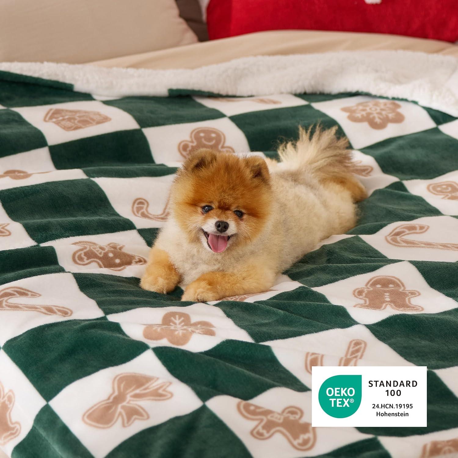 imageBedsure Fluffy Christmas Comforter Set Queen Christmas Throw Blanket