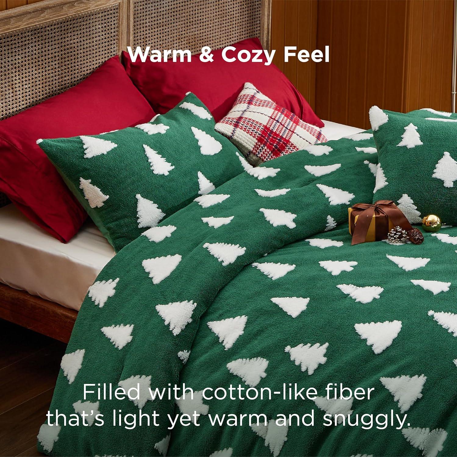 imageBedsure Fluffy Christmas Comforter Set Queen Christmas Throw Blanket