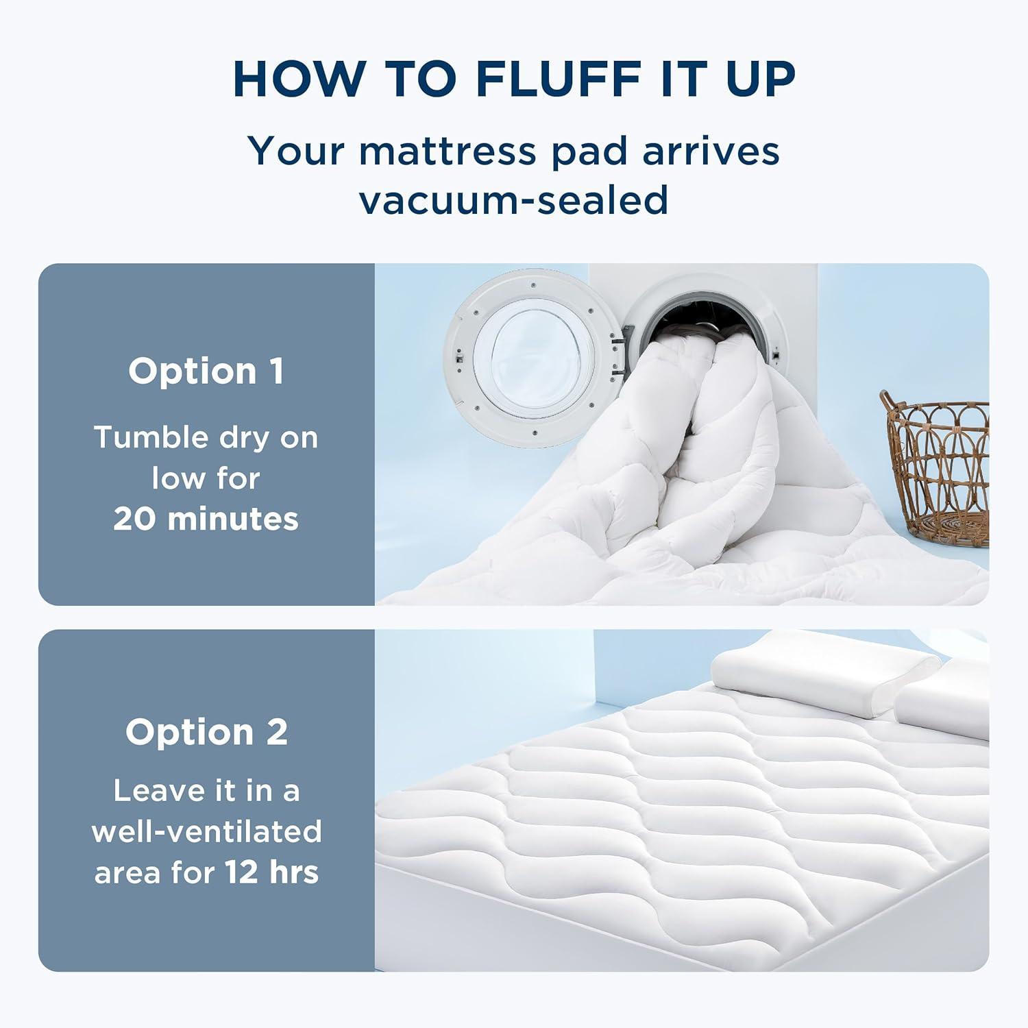 imageBedsure Full Size Waterproof Mattress Protector Soft ampamp Fluffy Mattress Pad Full Quilted Cooling Topper with 821 Inches Deep Pocket Washable Breathable Bed Cover White