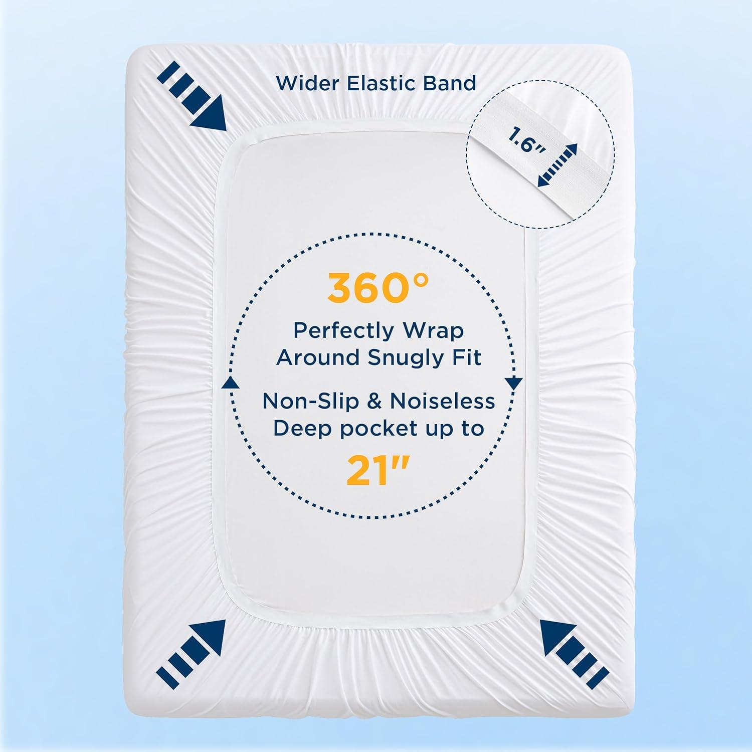 imageBedsure Full Size Waterproof Mattress Protector Soft ampamp Fluffy Mattress Pad Full Quilted Cooling Topper with 821 Inches Deep Pocket Washable Breathable Bed Cover White