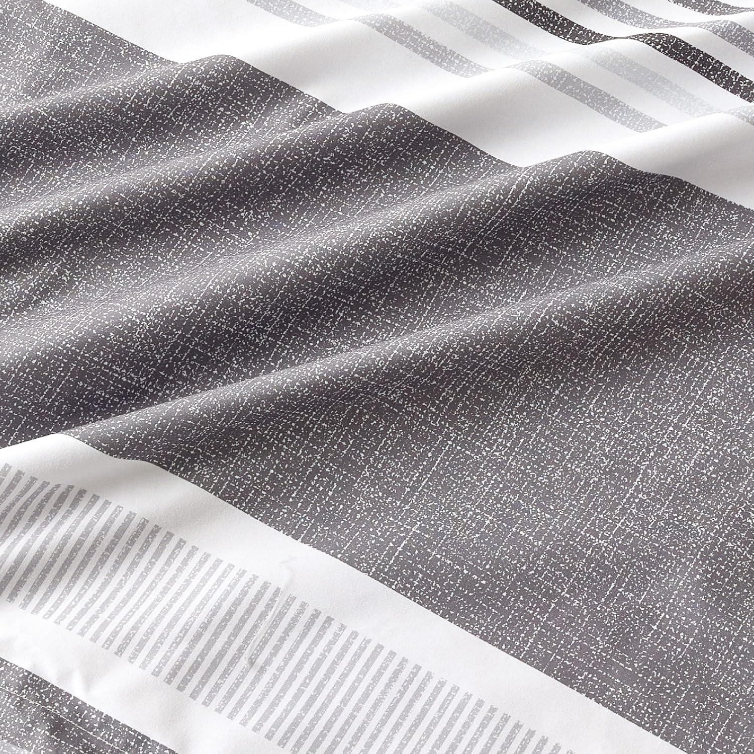 imageBedsure Queen Comforter Set 7 Pieces Grey Striped Bedding Set for All Seasons Reversible Cationic Dyeing Bed in a Bag with Comforter Sheets Pillowcases ampamp Shams20 Frost Grey