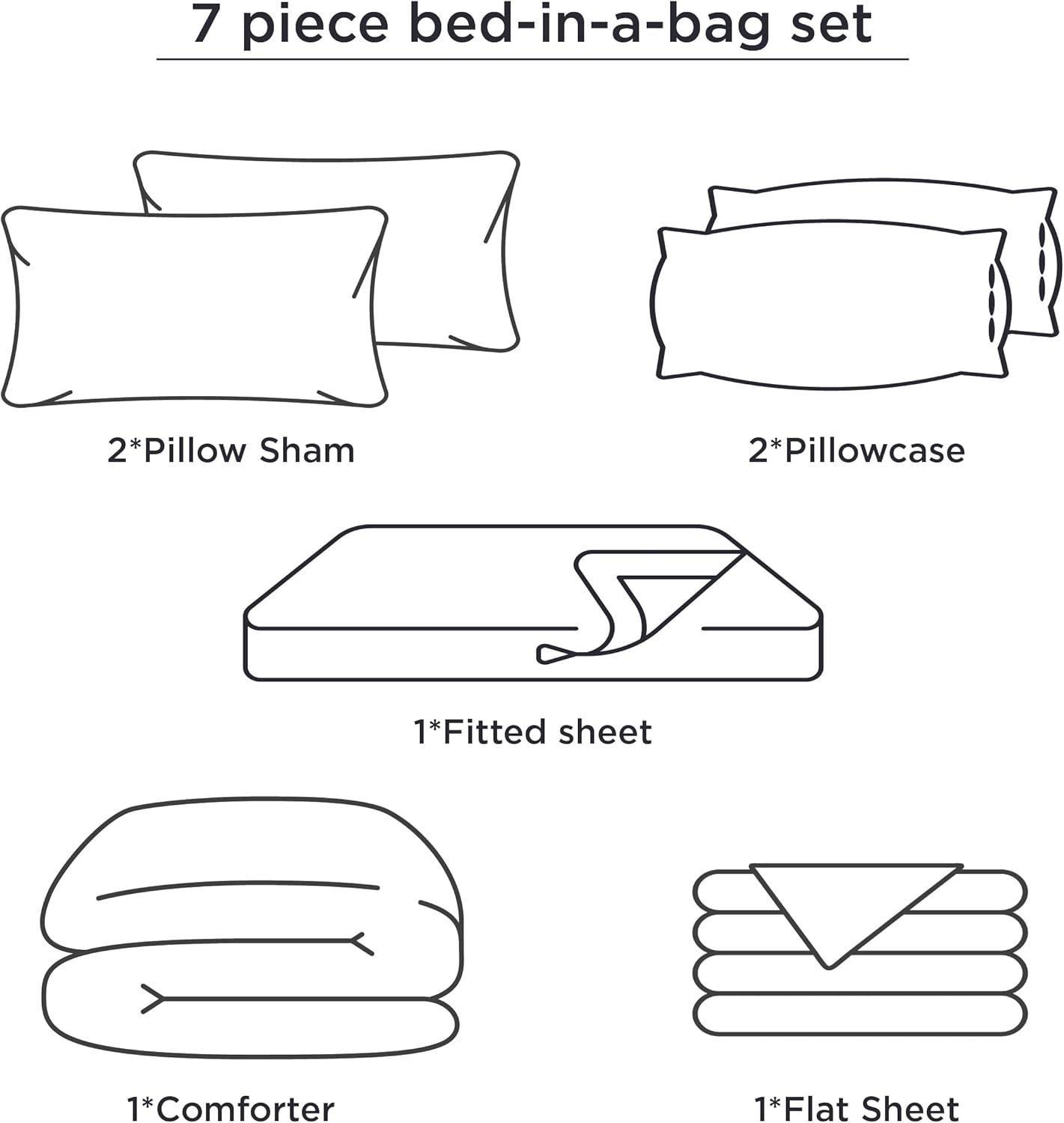 imageBedsure Queen Comforter Set 7 Pieces Grey Striped Bedding Set for All Seasons Reversible Cationic Dyeing Bed in a Bag with Comforter Sheets Pillowcases ampamp Shams16 Dusty Pink