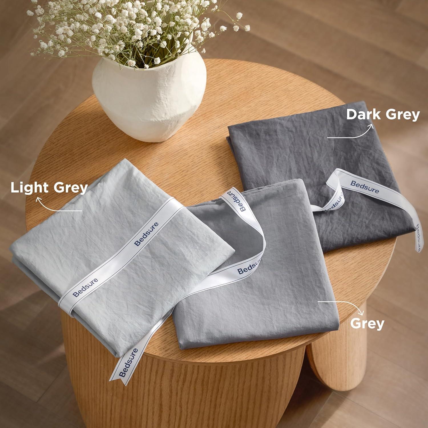 imageBedsure Queen Size Comforter Set Dark Green Soft Prewashed Bedding for All Seasons 3 Pieces GentleSoft Warm Down Alternative Bed Set 1 Lightweight Comforter 90quotx90quot and 2 Pillowcases 20quotx26quot27 Light Grey