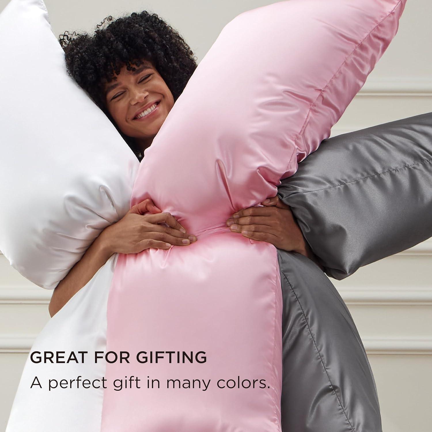 imageBedsure Satin Pillowcases Similar to Silk Pillow Cases Queen Size Set of 2 Pure White Cooling Pillow Case for Sleeping Women with Envelope Closure Gifts for Women Men 20x30 Inches 2pcs19 Champagne