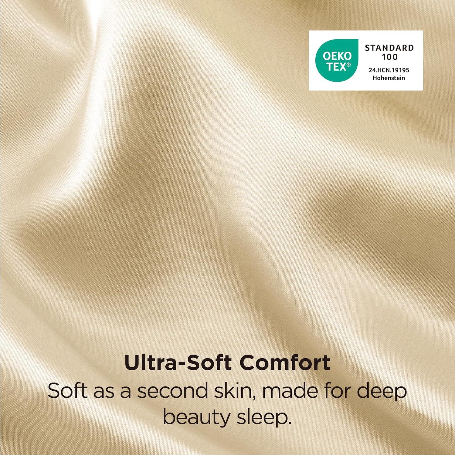 imageBedsure Satin Pillowcases Similar to Silk Pillow Cases Queen Size Set of 2 Pure White Cooling Pillow Case for Sleeping Women with Envelope Closure Gifts for Women Men 20x30 Inches 2pcs19 Champagne