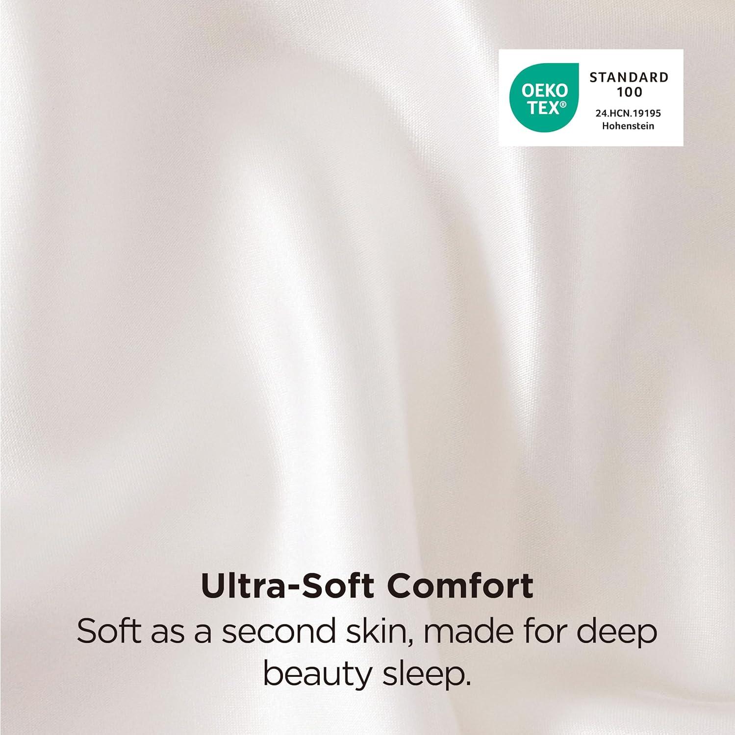 imageBedsure Satin Pillowcases Similar to Silk Pillow Cases Queen Size Set of 2 Pure White Cooling Pillow Case for Sleeping Women with Envelope Closure Gifts for Women Men 20x30 Inches 2pcs07 Ivory