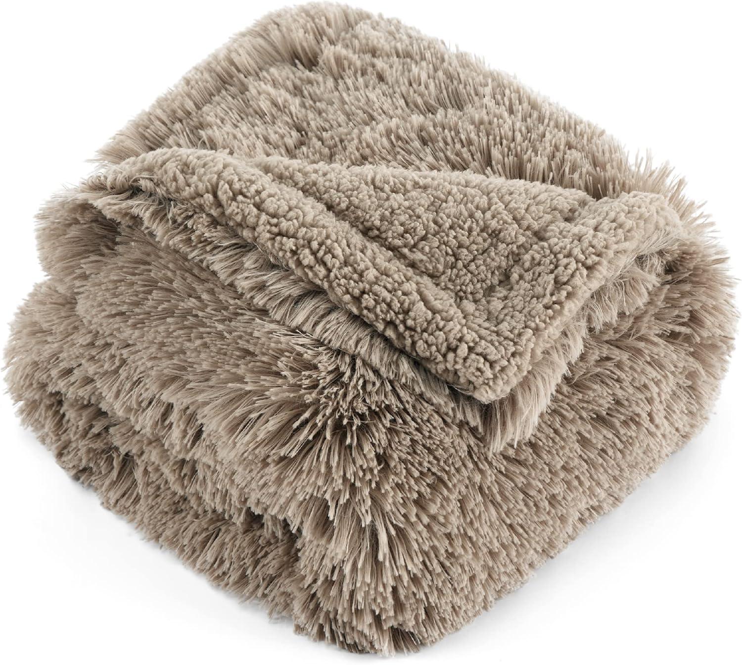 imageBedsure Waterproof Dog Blankets for Large Dogs Calming Cat Blanket for Couch Protector Washable Long Faux Fur Pet Throw Blanket for Puppy Reversible Furniture Protection 50quotx60quot BrownLight Brown