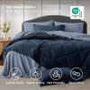 Bedsure Queen Comforter Set – 7 Pieces Reversible Beige Bedding, Queen Size Bed Set for All Seasons, Bed in a Bag with Down Alternative Comforter, Sheets, Pillowcases & Shams(10 – Navy Blue)