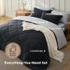 Bedsure Queen Comforter Set – 7 Pieces Reversible Beige Bedding, Queen Size Bed Set for All Seasons, Bed in a Bag with Down Alternative Comforter, Sheets, Pillowcases & Shams(02 – Black)