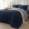 Bedsure Queen Comforter Set – 7 Pieces Reversible Beige Bedding, Queen Size Bed Set for All Seasons, Bed in a Bag with Down Alternative Comforter, Sheets, Pillowcases & Shams(10 – Navy Blue)