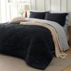 Bedsure Queen Comforter Set – 7 Pieces Reversible Beige Bedding, Queen Size Bed Set for All Seasons, Bed in a Bag with Down Alternative Comforter, Sheets, Pillowcases & Shams(02 – Black)