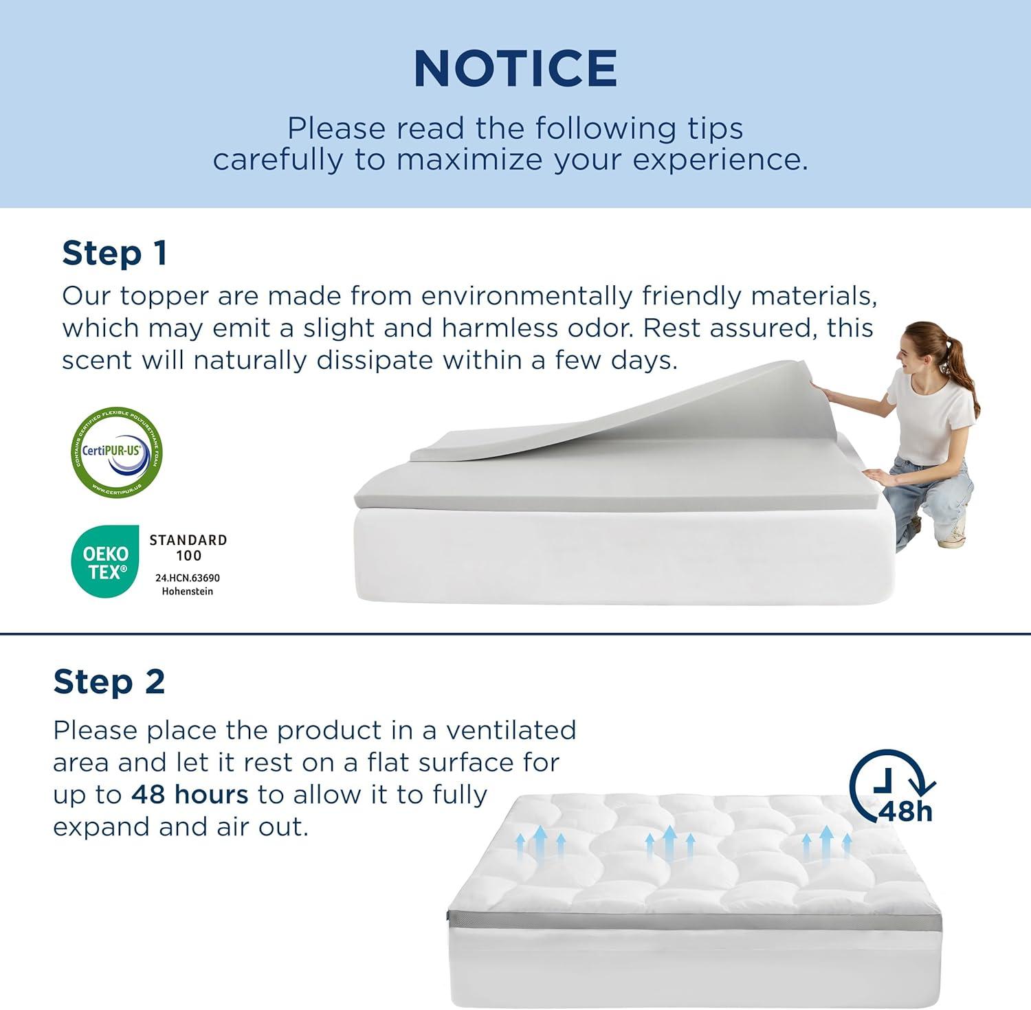 imageBedsure 4 Inch Memory Foam Queen Mattress Topper Dual Layer 25 Inch Gel Memory Foam ampamp 800 GSM Waterproof Pillow Top Cooling Mattress Pad with 821 Inch Deep Pocket Queen 60x80 Inches