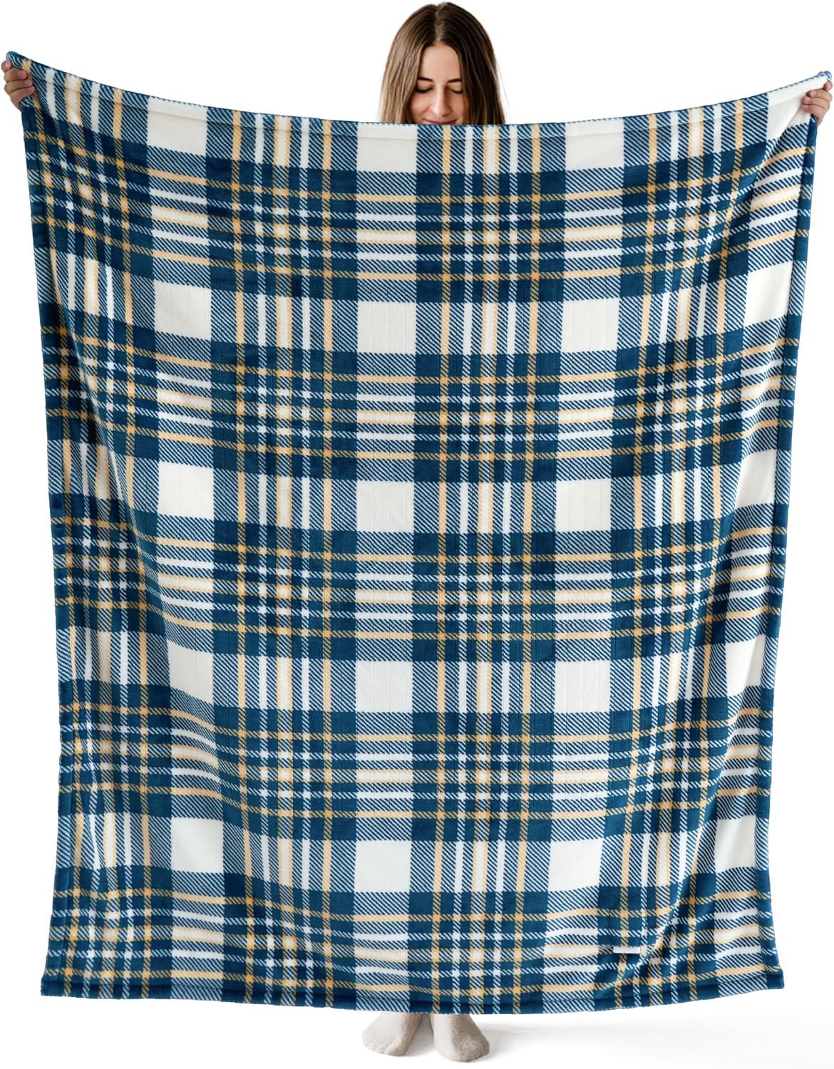 imageBedsure Heated Blanket Throw Flannel Sherpa Electric Blanket with Gingerbread Pattern for Grandma Heated Throw with 6 Heating Levels 4 Time Settings 3Hour AutoOff 50quotx60quot20 Blue