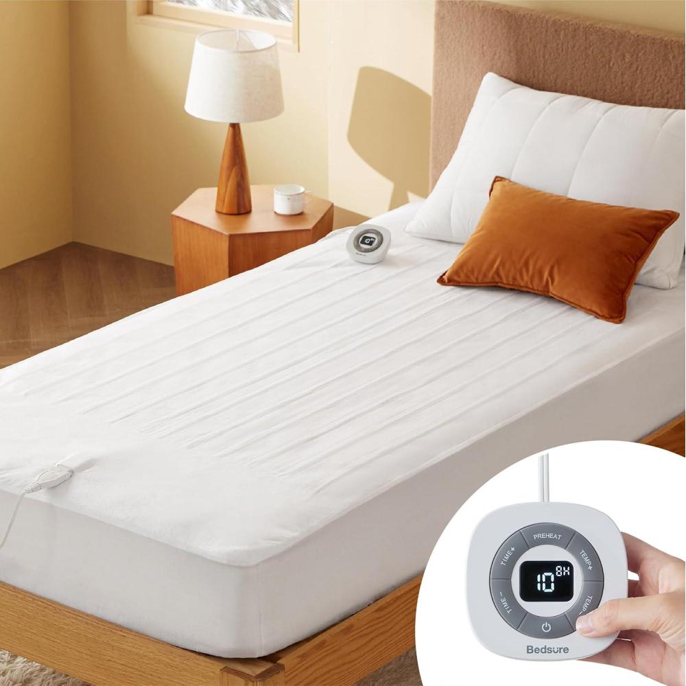 imageBedsure Heated Mattress Pad Queen Size Dual Controller Electric Mattress Pad Fast Heating Bed Warmer with Deep Pocket 10 Heat Settings ampamp 12 Hour Timer Auto Shut Off Queen 60quotx80quotTwin