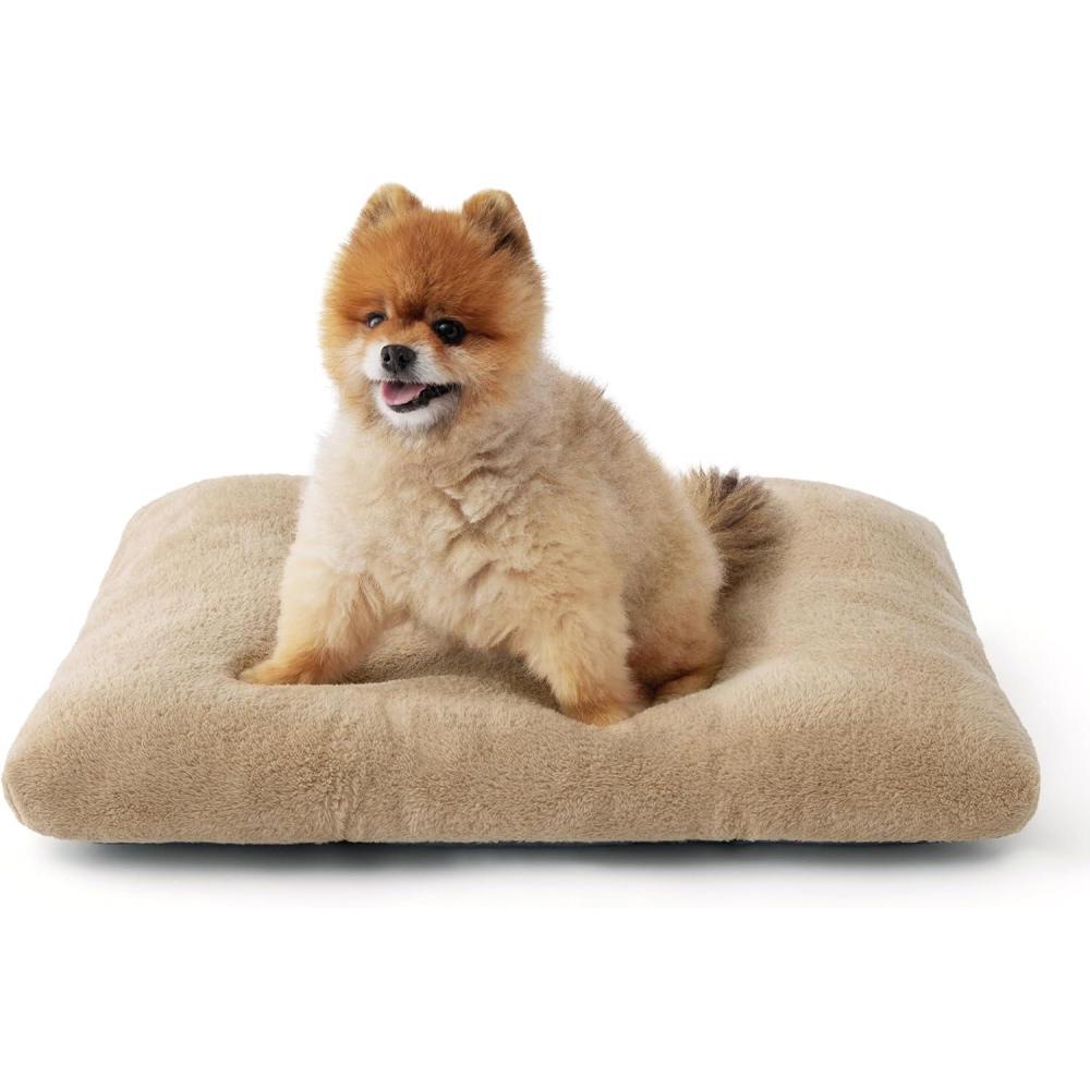 imageBedsure Washable Dog Crate Bed Large Sized Dog Comfort Fluffy Plush Pet Pillow Bed Kennel Pad with NonSlip Bottom Machine Washable Pet Sleeping Mat 35quotx23quot GrayBrown