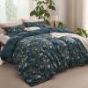 Bedsure Duvet Cover Queen Size – Reversible Terracotta Queen Duvet Cover Set with Zipper Closure, 3 Pieces Floral Patterned Bedding Set with 8 Corner Ties and 2 Pillow Shams(06 – Navy Blue Floral (No Comforter))
