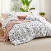 Bedsure Duvet Cover Queen Size – Reversible Terracotta Queen Duvet Cover Set with Zipper Closure, 3 Pieces Floral Patterned Bedding Set with 8 Corner Ties and 2 Pillow Shams(05 – White (No Comforter))