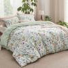 Bedsure Duvet Cover Queen Size – Reversible Terracotta Queen Duvet Cover Set with Zipper Closure, 3 Pieces Floral Patterned Bedding Set with 8 Corner Ties and 2 Pillow Shams(07 – Green Floral (No Comforter))